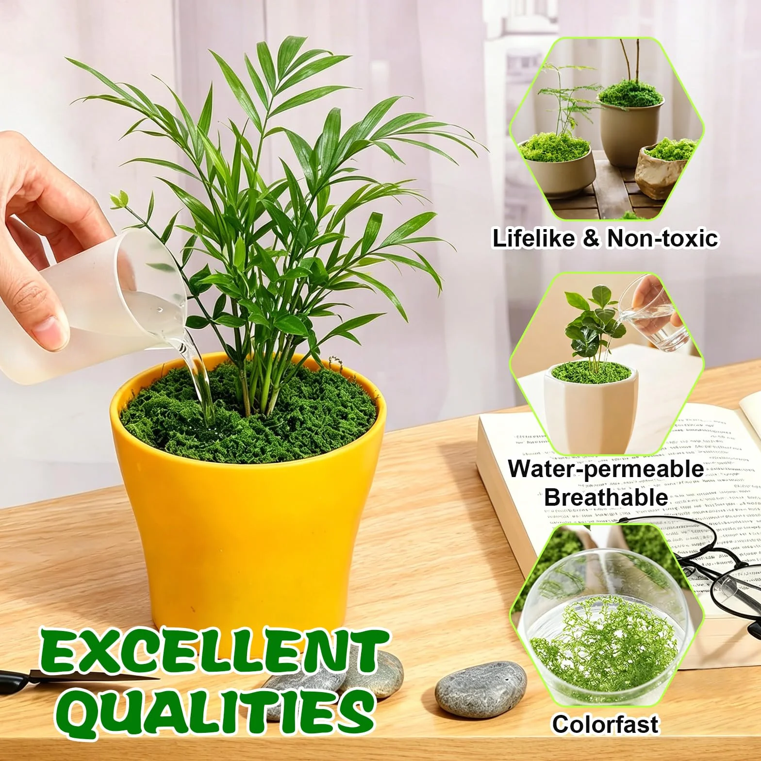 Sztuczne piżmo stabilizowane do dekoracji 100g zielone terrarium akwarium
