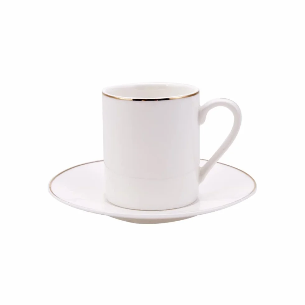 Karaca Elda Porcelanowy zestaw filiżanek do espresso i tureckiej kawy 80 ml biały złoty 6-12 sztuk