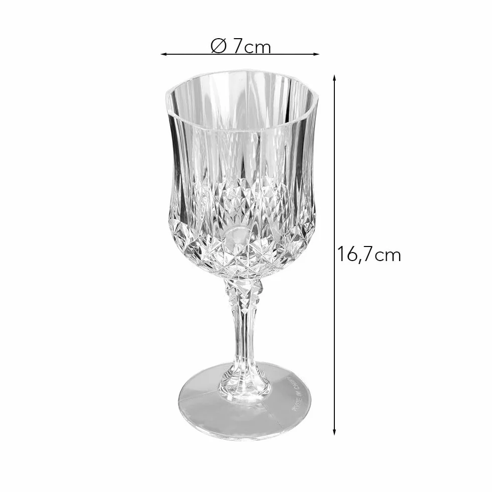 Ideen mit Herz Kieliszki do wina o wyglądzie kryształu | 200 ml szkło z tworzywa sztucznego | piknik | do podróży | odporne na pękanie | Ø 7 cm | wysokość 16,7 cm | przezroczyste | nadają się do