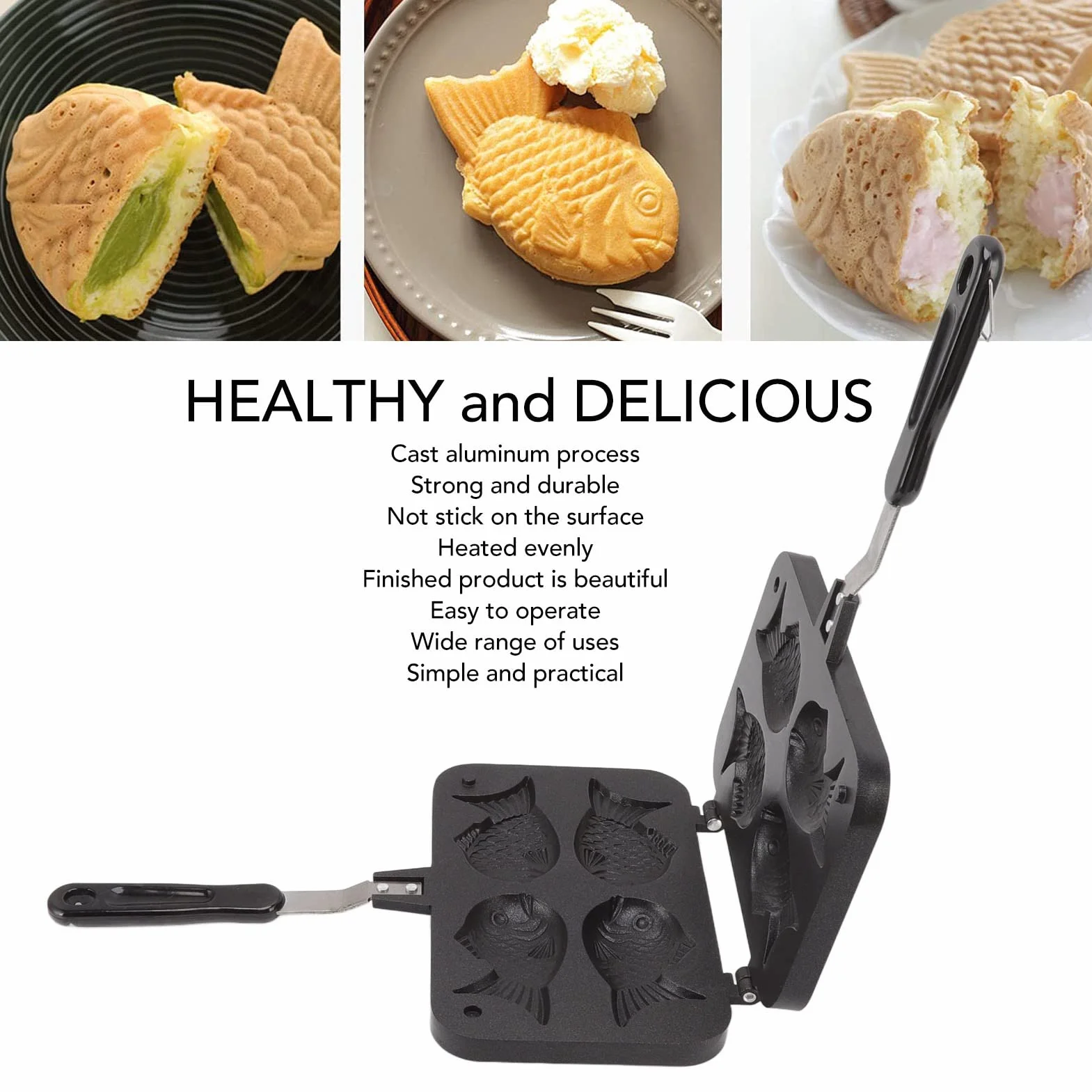 Japońska maszynka do Taiyaki Gofrownica forma ryby nieprzywierająca podwójna blacha