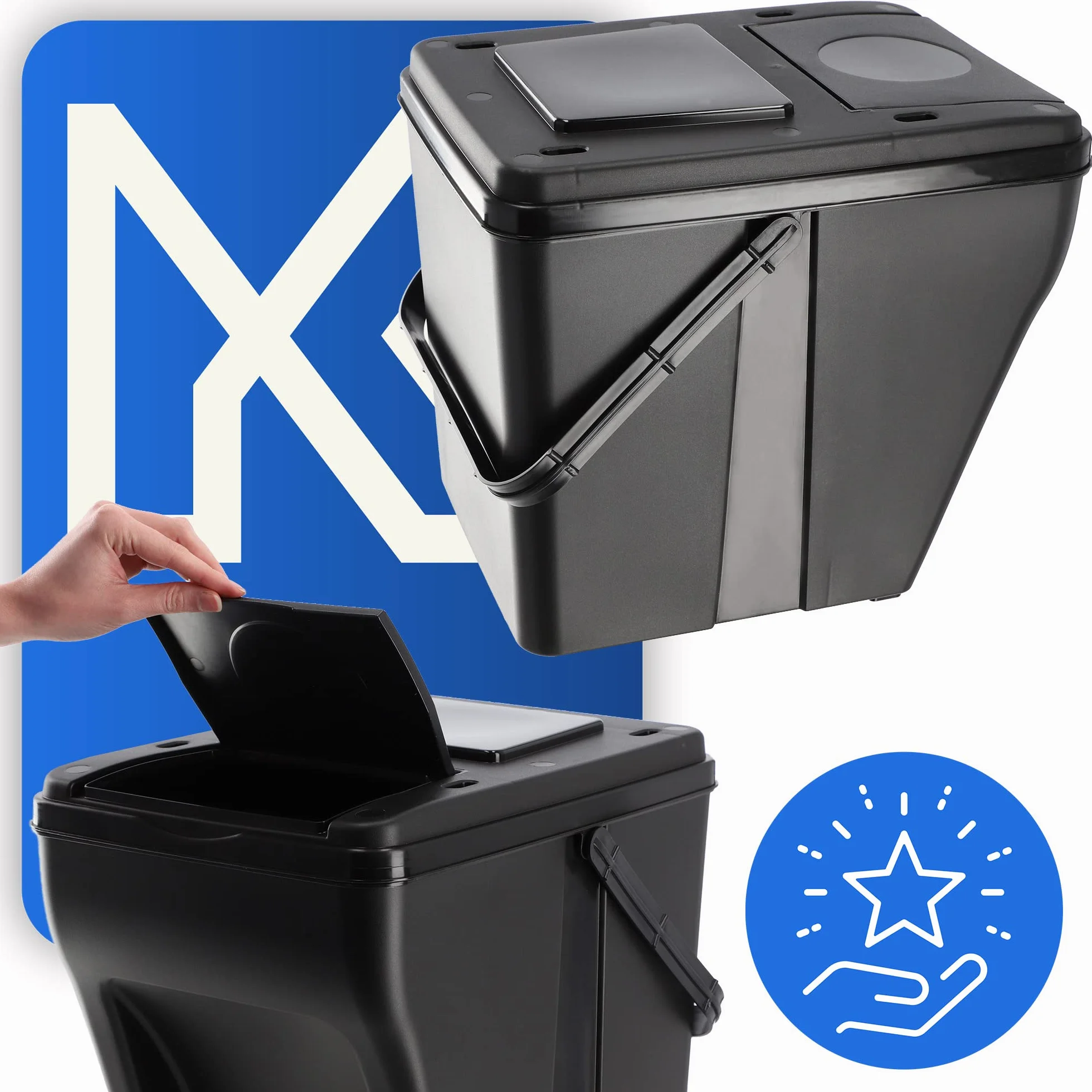 KADAX Zestaw 3 szt. System segregacji odpadów 3 x 25 l