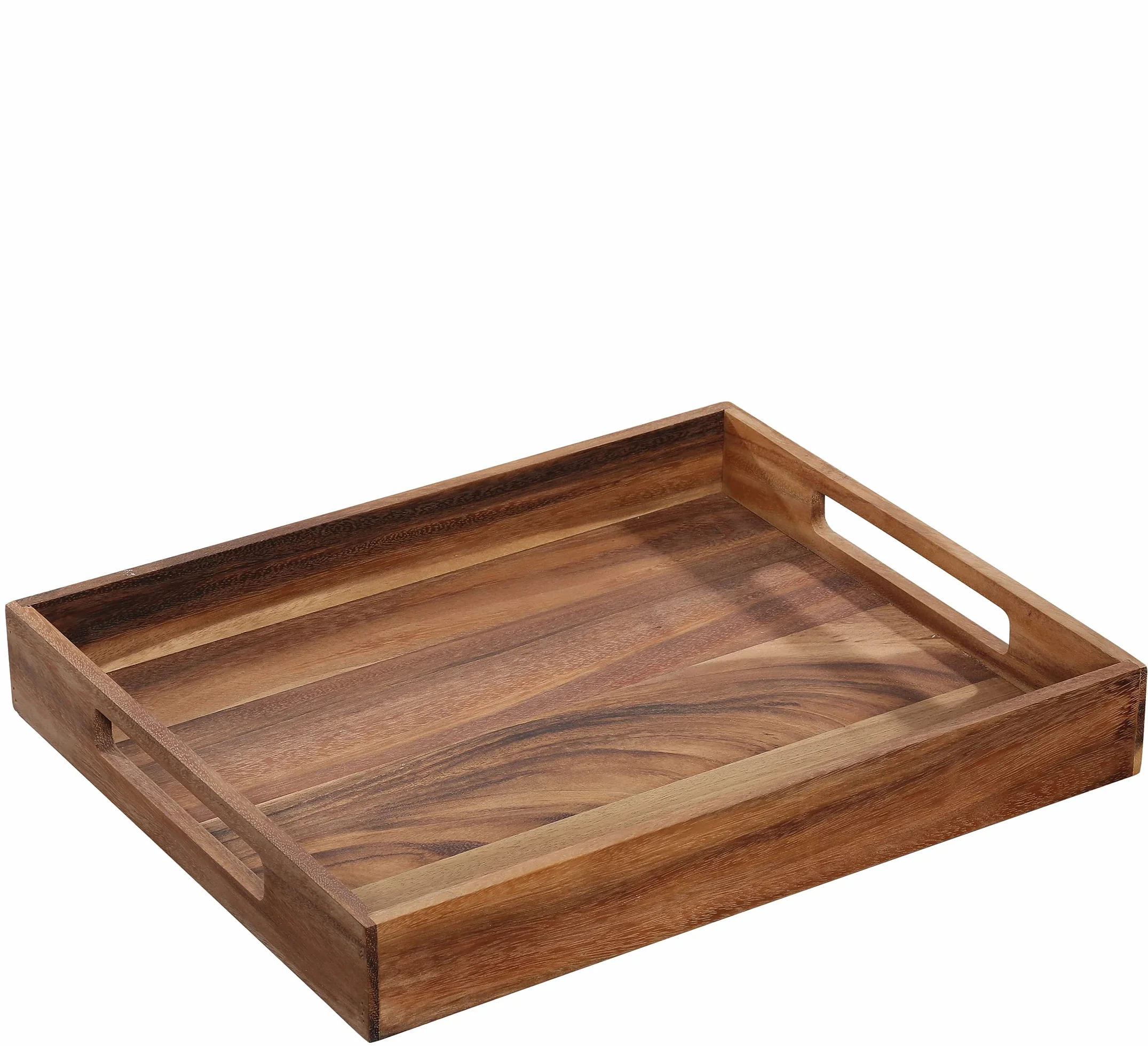 Zassenhaus Drewniana taca do serwowania | prostokątna | 44 x 36 x 6 cm | z uchwytami | taca śniadaniowa | drewniana taca dekoracyjna | taca na naczynia | drewno akacjowe uprawiane w sposób