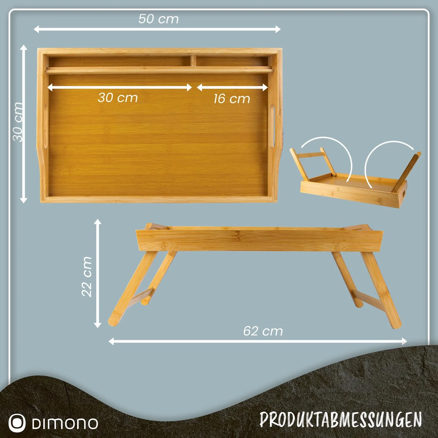 Taca śniadaniowa bambusowa ze składanymi nogami stolik do łóżka Deluxe