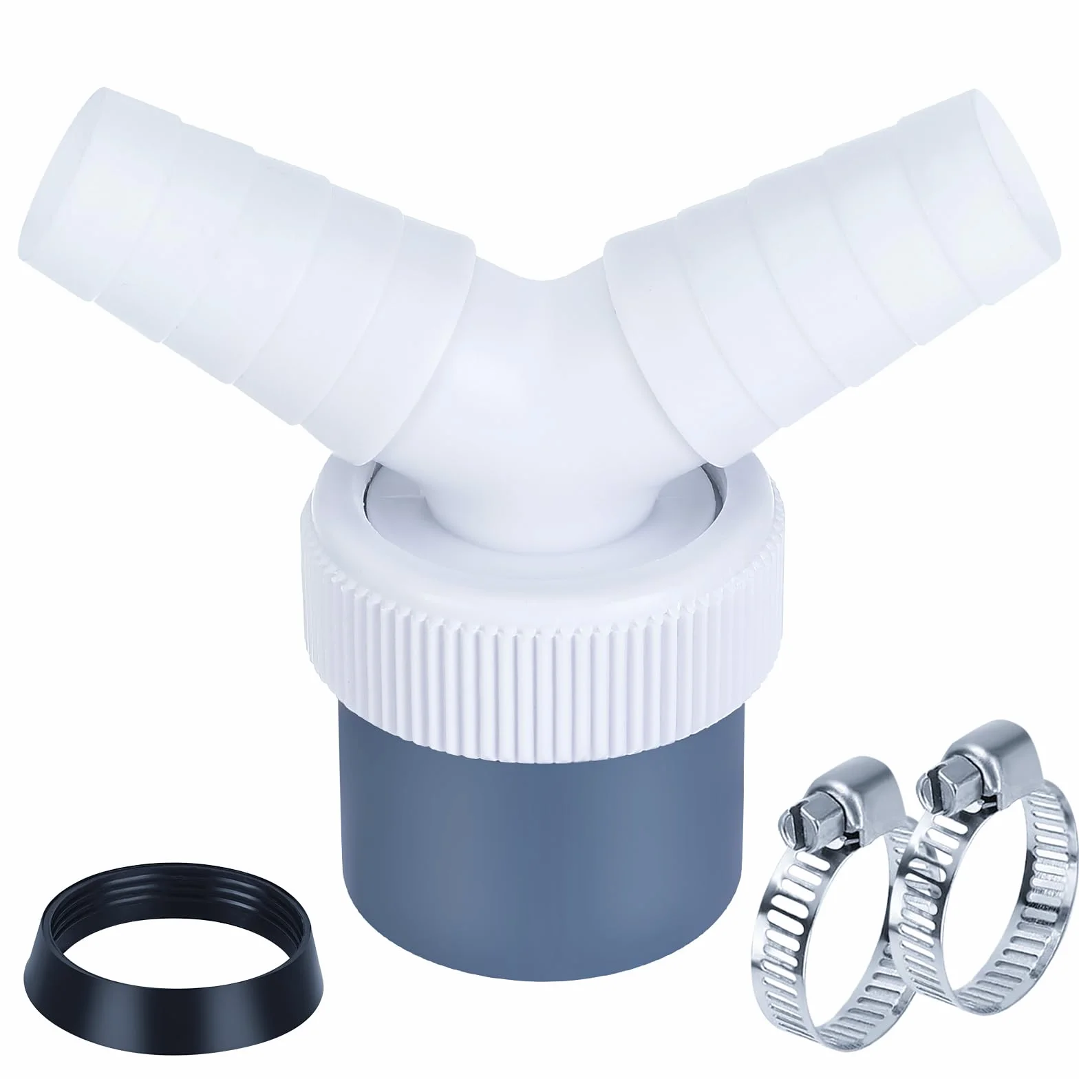Adapter Odpływu do Pralki i Zmywarki, Podwójne Złącze Y do Węża Ø40 mm i Wejścia Ø18-24 mm, Adapter PVC, Akcesorium Odpływowe
