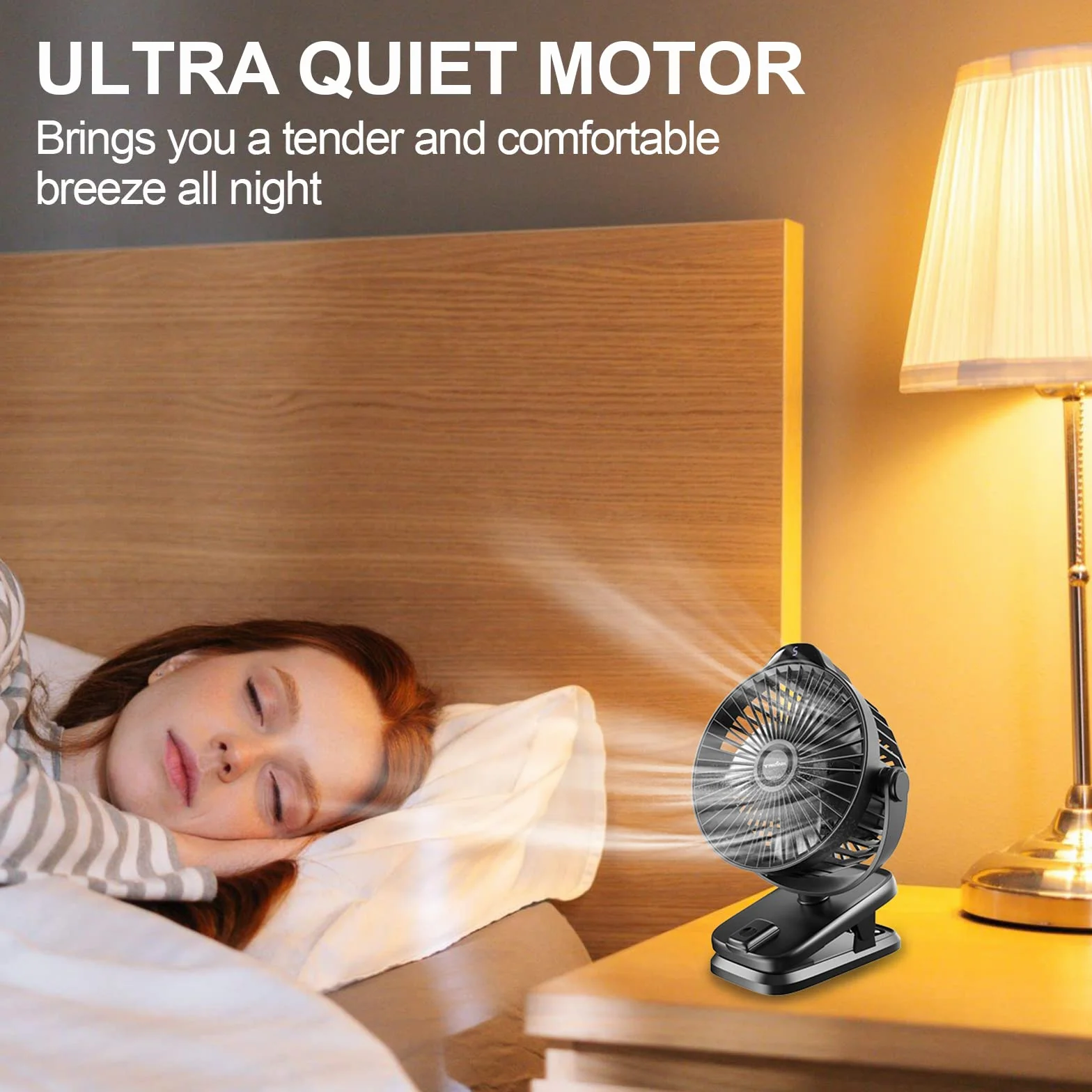 8000mAh Rechargeable USB Desk Fan Clip on Fan z pilotem i wyświetlaczem LED, 5 prędkości 360° Obrót, Mini wentylator biurkowy