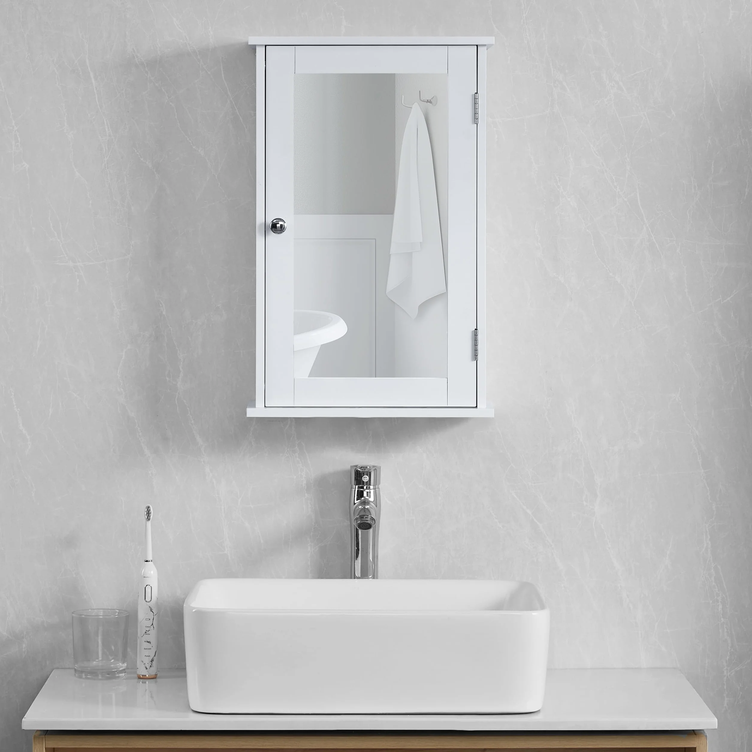 Bath Vida Priano szafka łazienkowa pojedyncze lustrzane drzwi montowane na ścianie, biała