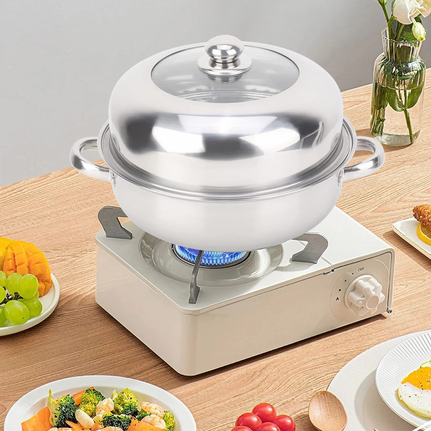 Garnek do gotowania na parze 28cm ze stali nierdzewnej Stockpot profesjonalny