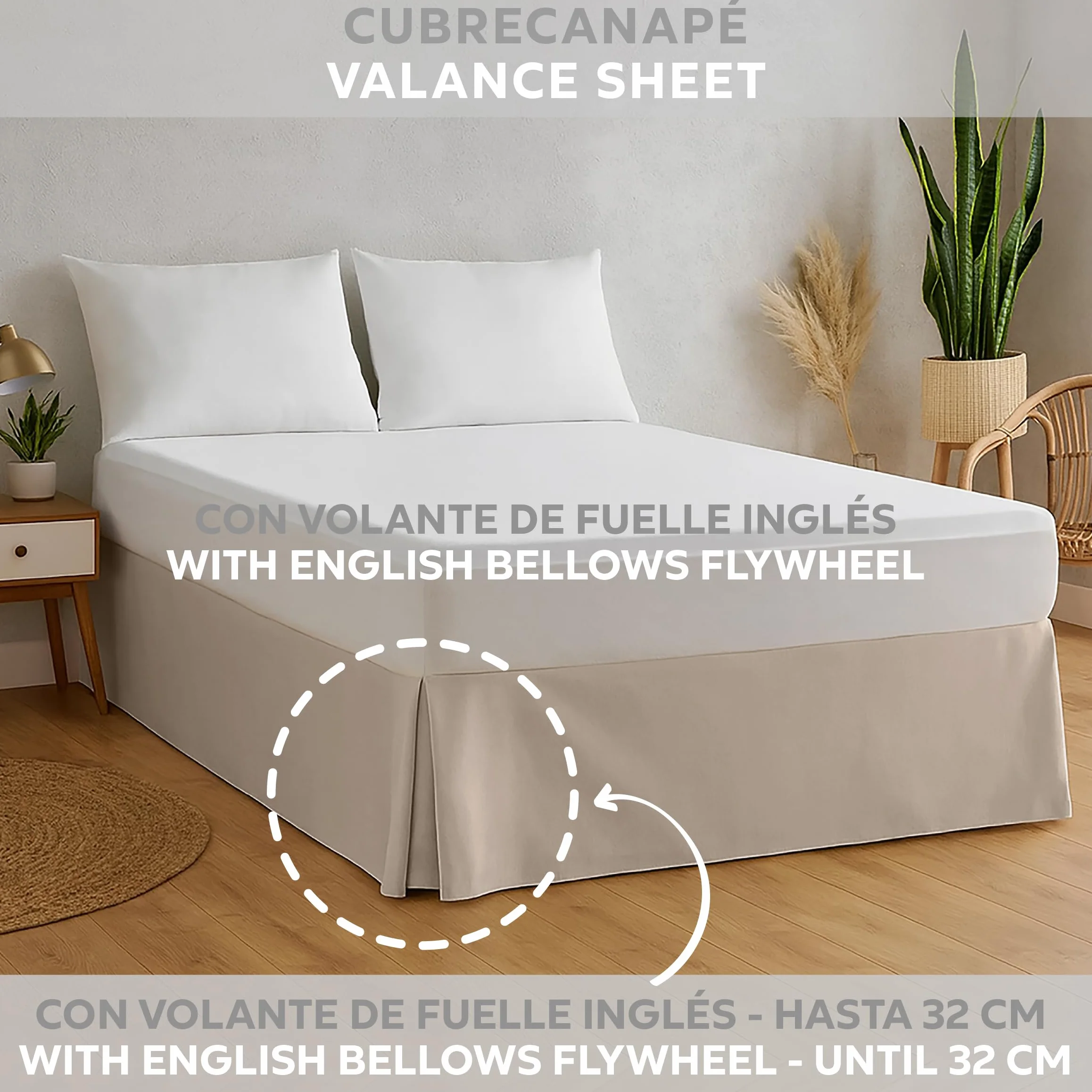 EasyCosy Pokrowiec Canape do spódnicy na łóżko ATENEA 150 cm Beige 150x190/200cm