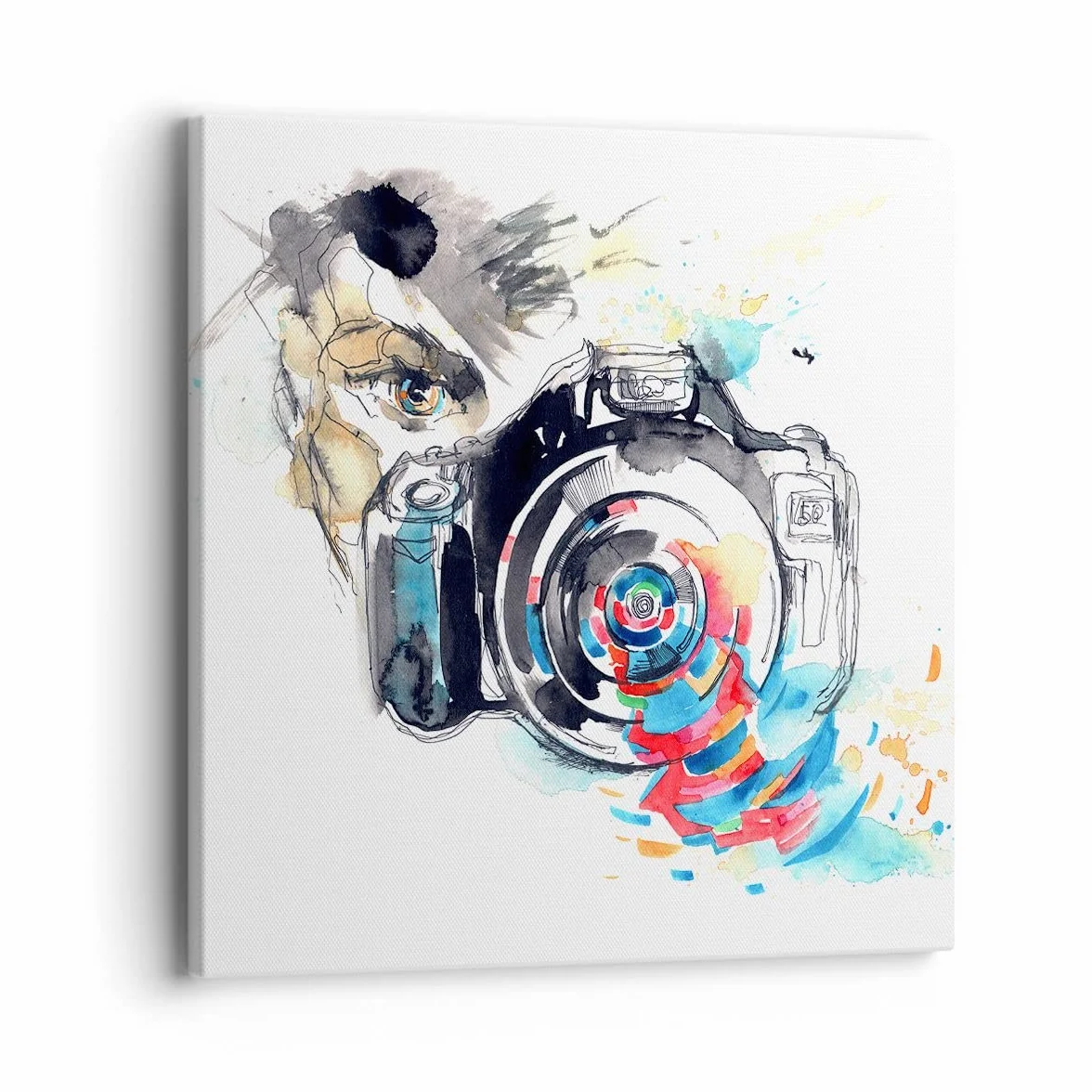 ARTTOR Obraz na płótnie w ramie Fotograf Aparat ostrość hobby Nowoczesny 40x40cm Dekoracja ścienna Salon Sypialnia Kuchnia Deko Obrazy Art Foto Mały Sztuka na ścianę Wall Decor Canvas AC40x40-3022