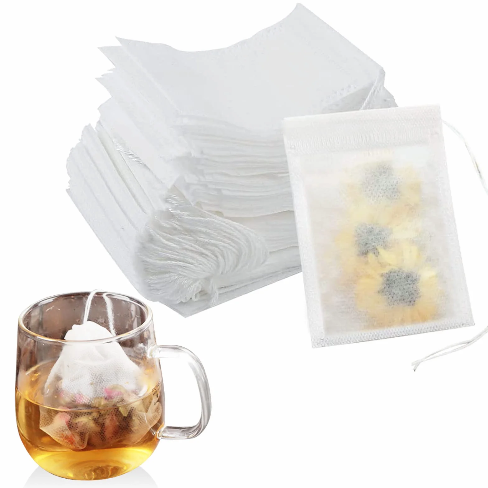 Newaner 600 szt. papieru filtracyjnego do herbaty, torebki z włókniny, średni rozmiar, sznurek