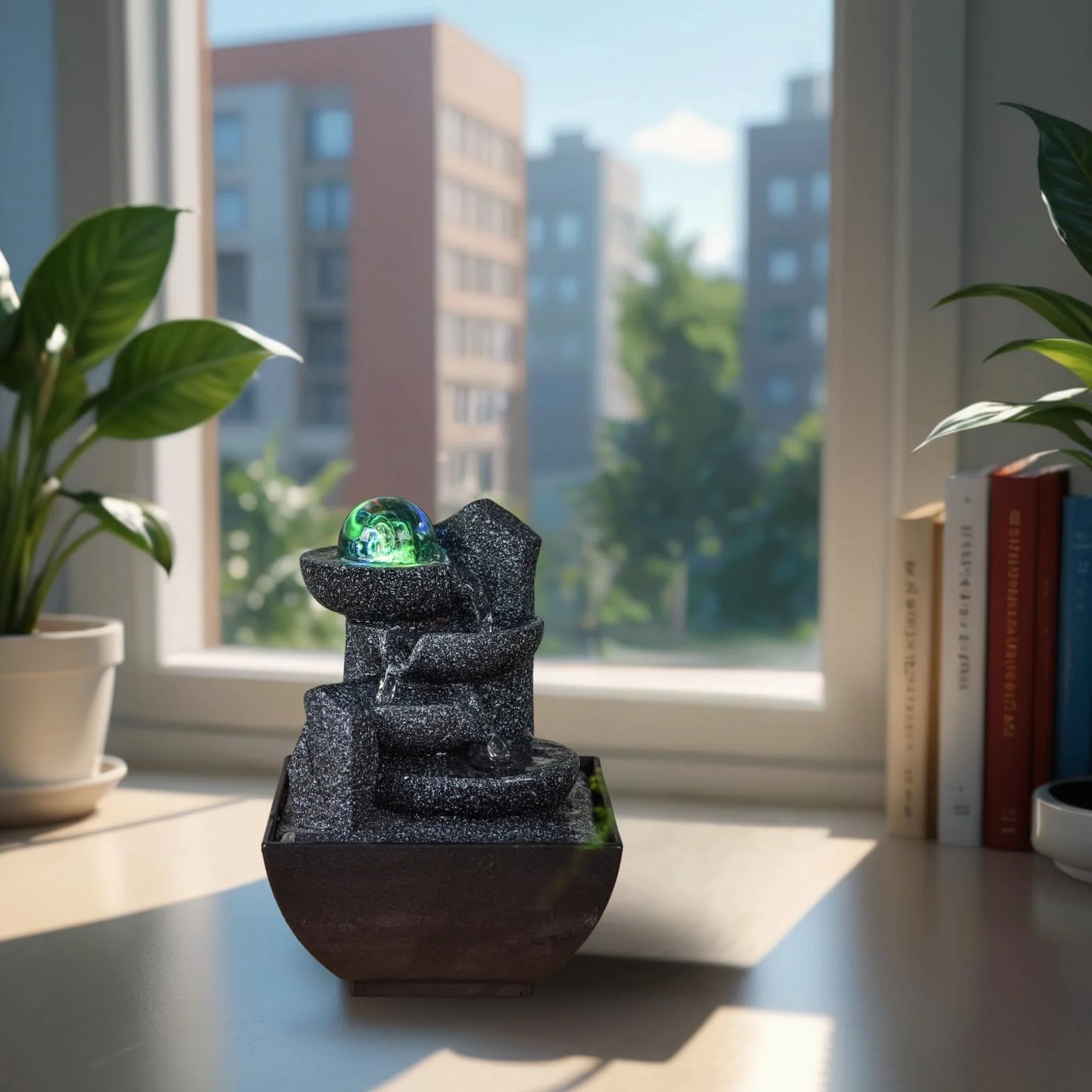 Lopo Zen'Light Fontanna do wnętrz LED H 18 cm Stołowa Zamknięta