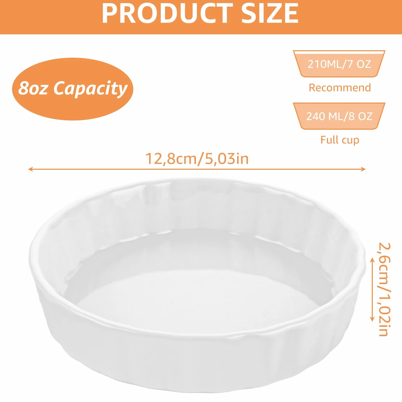 Miseczki do kremu Brulee ceramiczne 240 ml 12,8 x 2,6 cm