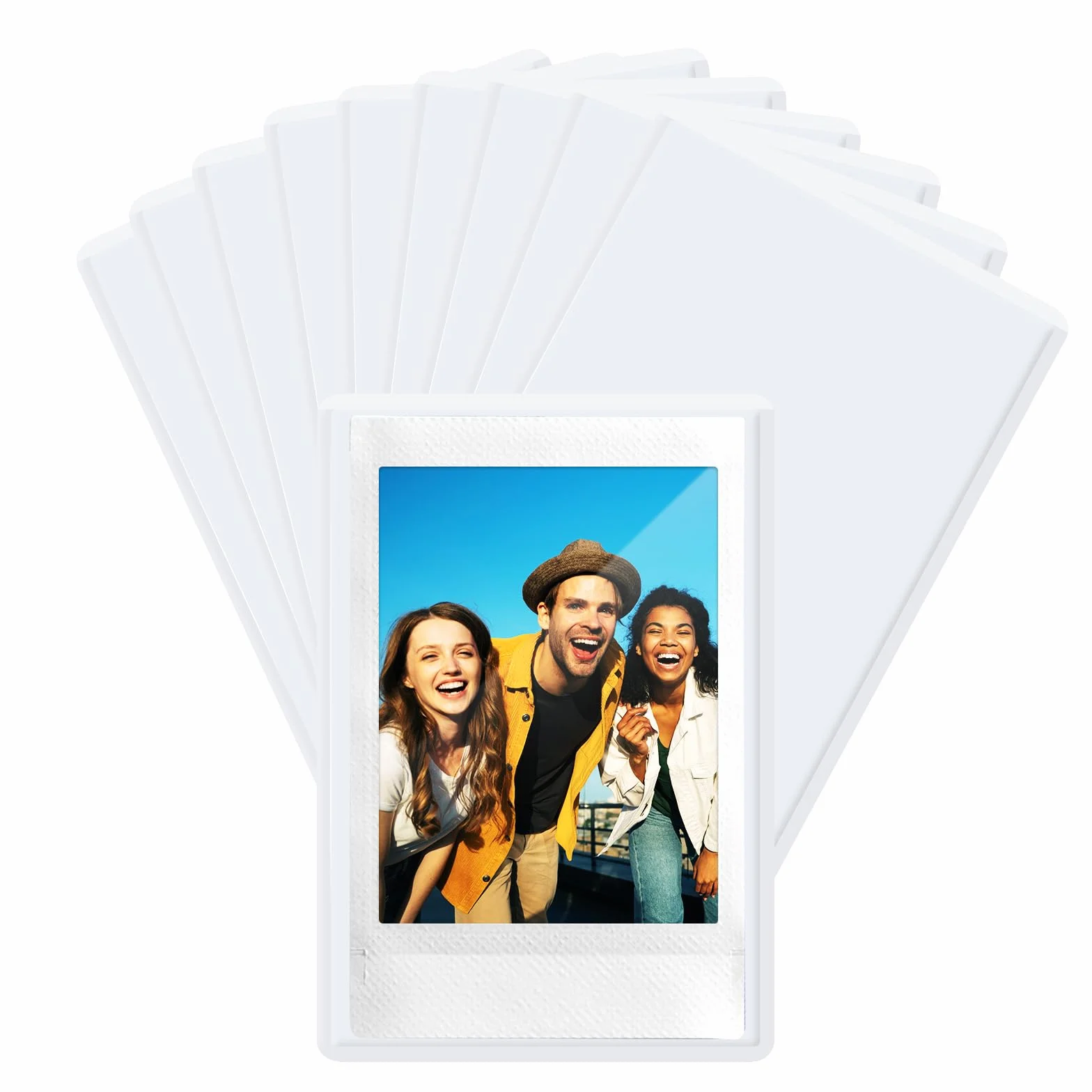 FRETONBA Magnetyczne Ramki na Zdjęcia na Lodówkę dla Filmów Polaroid Instax Mini, 10 Sztuk 9,5 x 6,5 cm, Małe Magnetyczne Ramki na Zdjęcia i Pocztówki, Biały