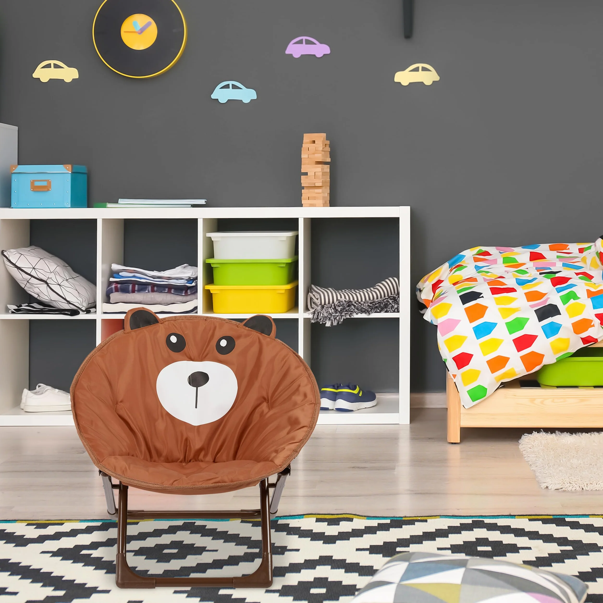 Relaxdays Moon Chair dziecięce składane kempingowe brązowe 48 x 51 x 48 cm