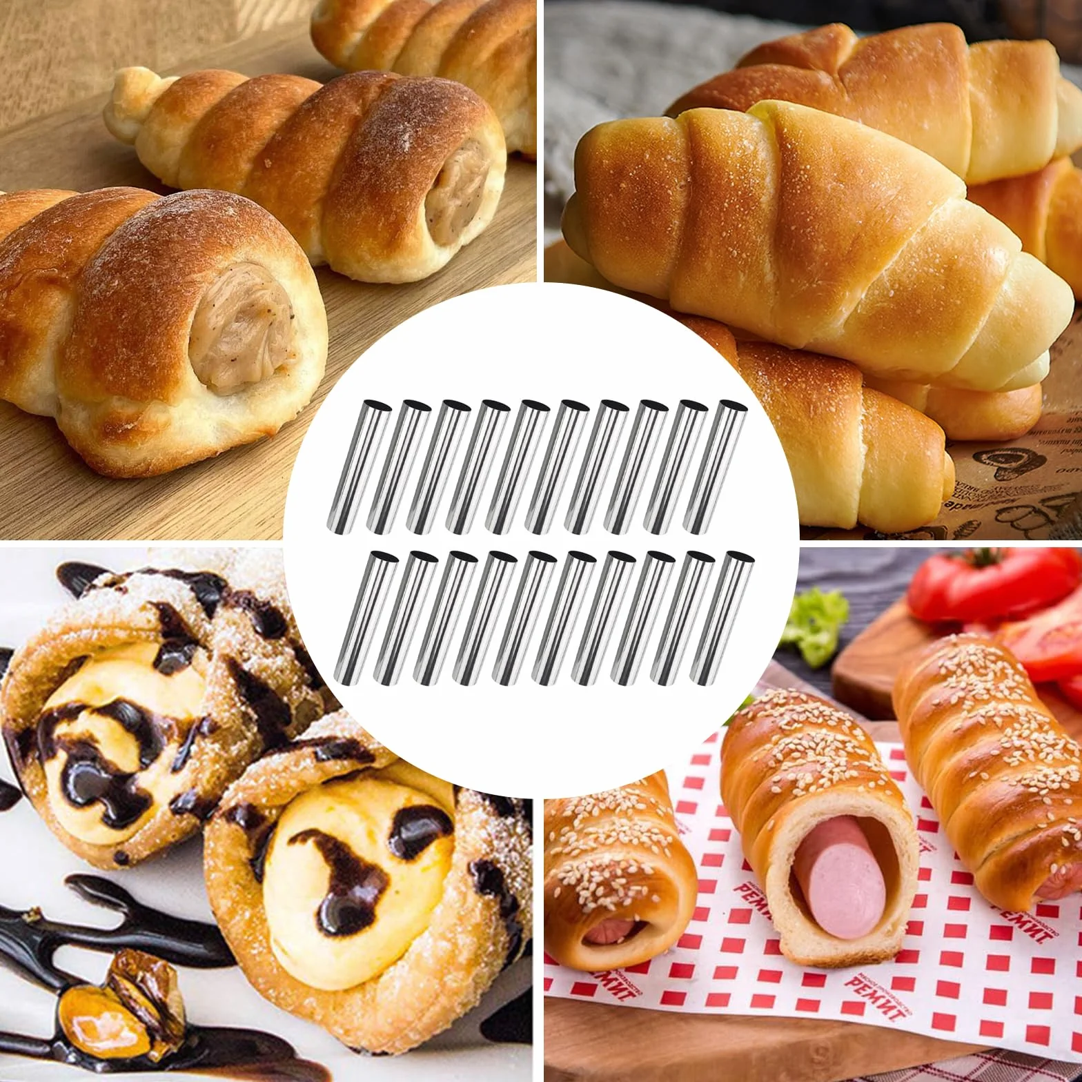 Foremki do pieczenia Cannoli ze stali nierdzewnej 20 sztuk