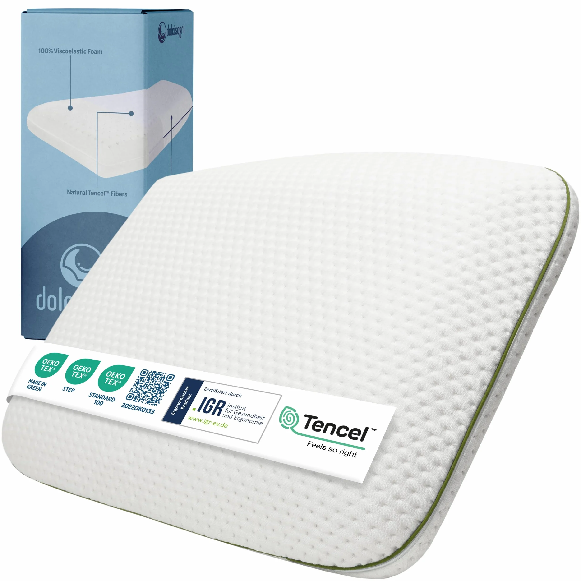 DolciSogni Ergonomiczna poduszka memory 60 x 40 x 6 z włóknem Tencel OEKO-TEX