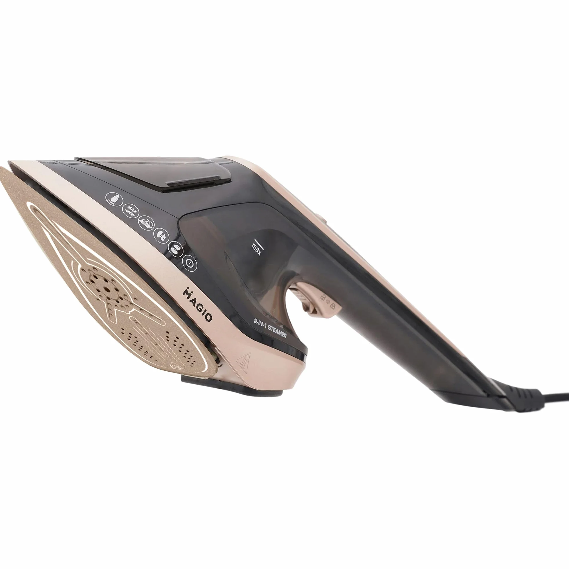 Magio Parownica i Żelazko Parowe 2w1 – 1800W, 30g/min Pary, 180°C Antybakteryjnie, Pionowe i Poziome Użycie, Ceramiczna Stopa, LED, Auto-Off, 200 ml
