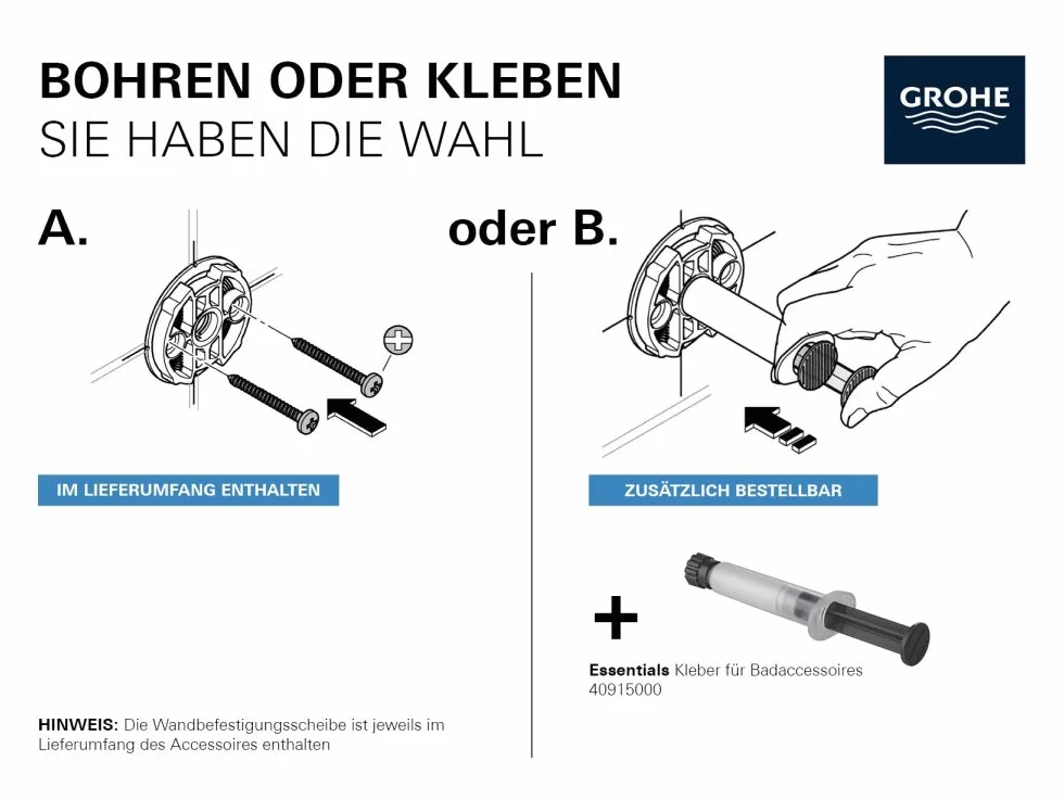 Grohe Essentials uchwyt z kryształowym szkłem