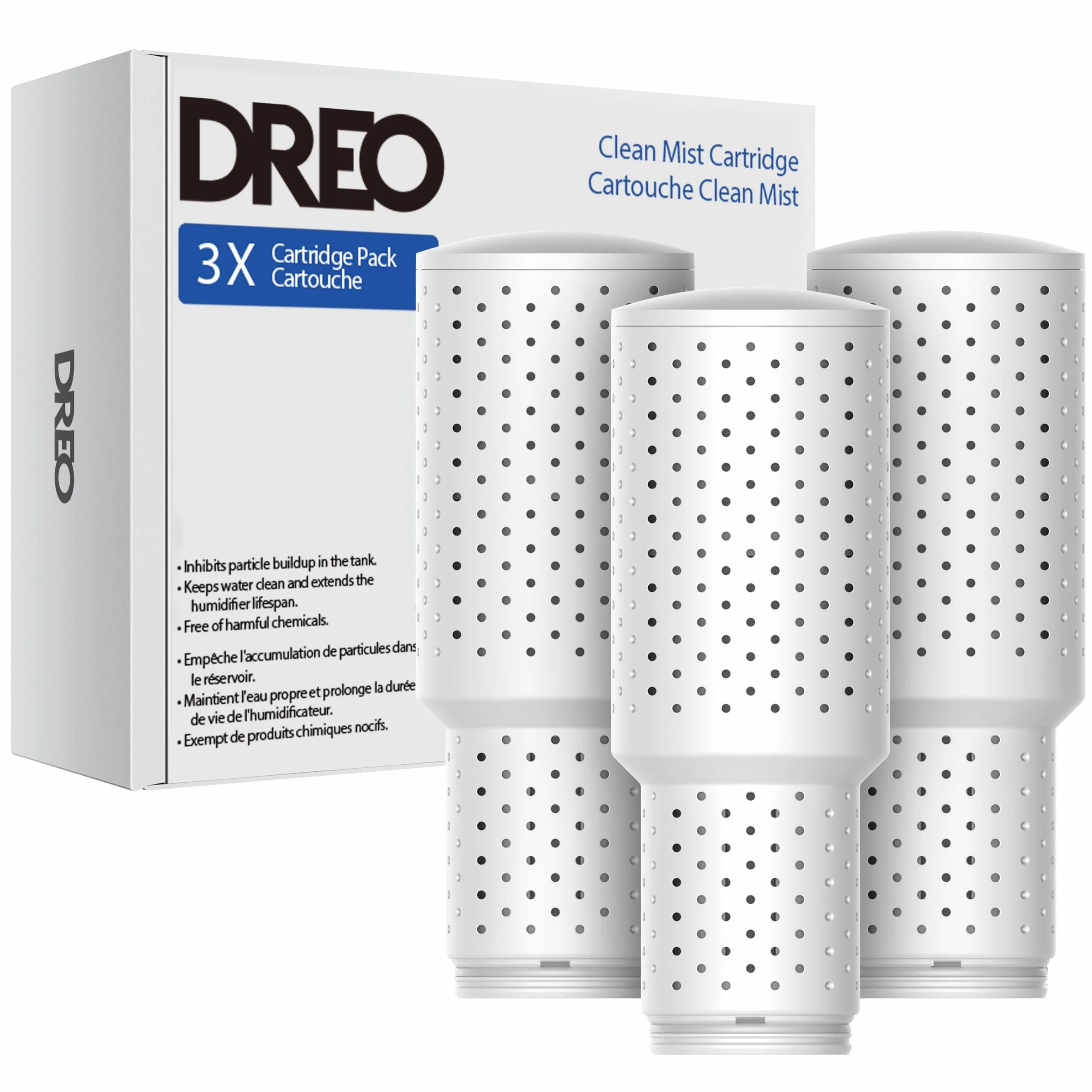 Dreo Wkład demineralizacyjny 3-pak do nawilżaczy HM311/311S/524/524S, filtr do twardej wody