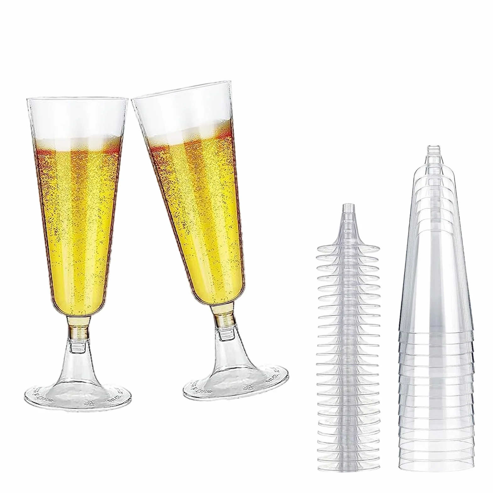 ACONDE plastikowe kieliszki do szampana 150 ml 20 sztuk wielokrotnego użytku