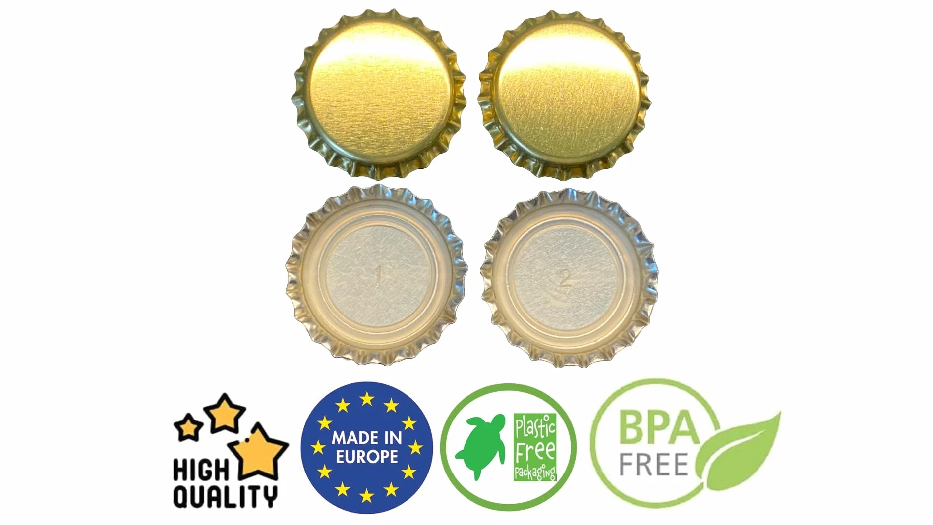 25, 50, 100 lub 125 szt. złote kapsle 26 mm nietłoczone – do butelki piwa, lemoniady i wszelkich standardowych butelek