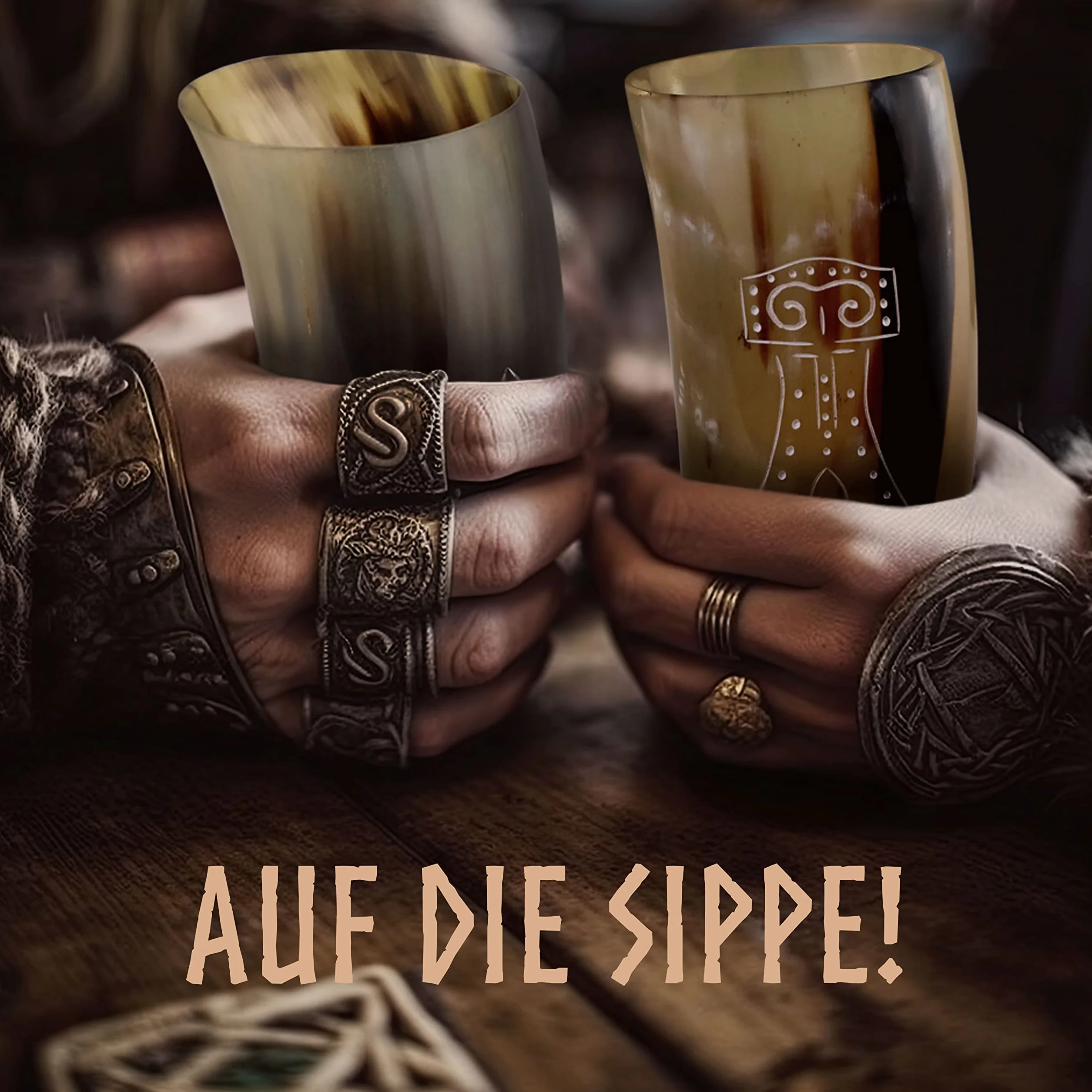 VIKING CRAFT Zestaw kubków wikingów z rogiem do picia 350 ml z otwieraczem