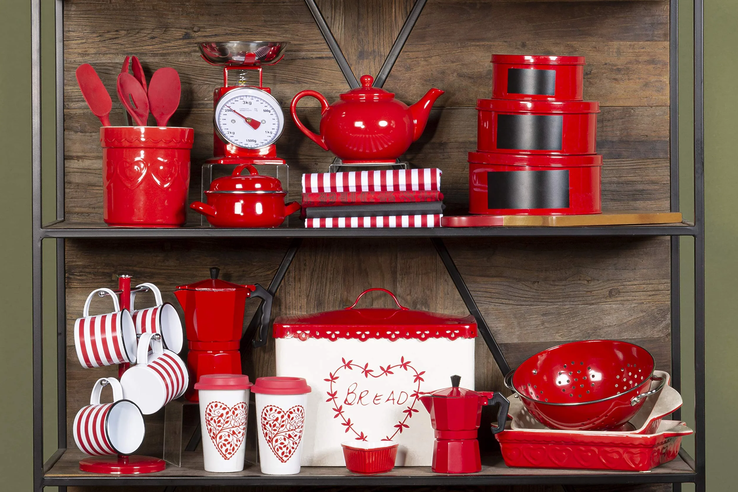 Premier Housewares waga kuchenna retro ze stali nierdzewnej czerwona