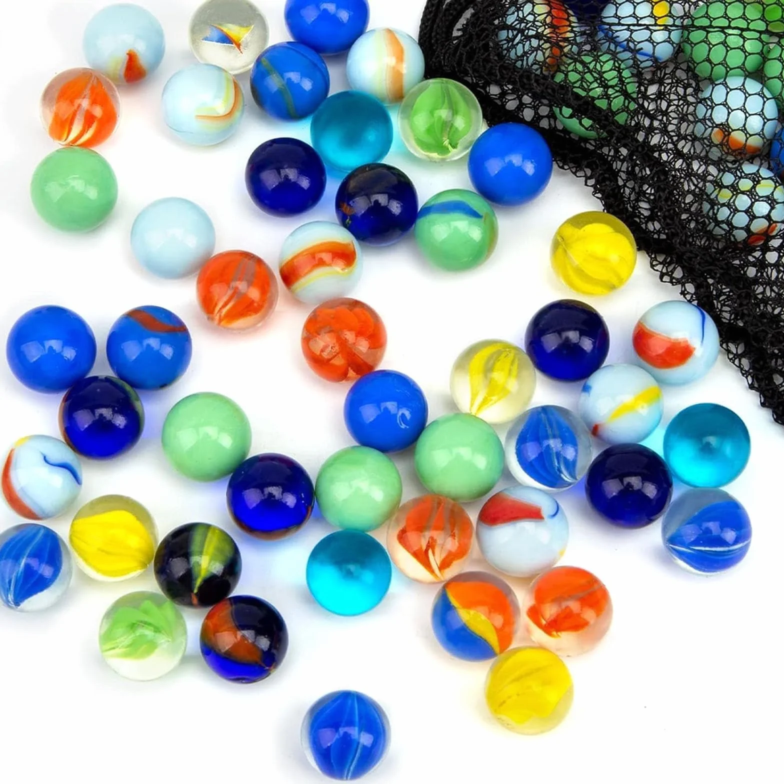 HAKACC 160 sztuk małych szklanych kulek, szklanych kulek dla dzieci, 16 mm, kolorowe kulki dekoracyjne, szkło, zabawka, maszyna do zabawy, dekoracja roślin, HADE0151, Różnorodność