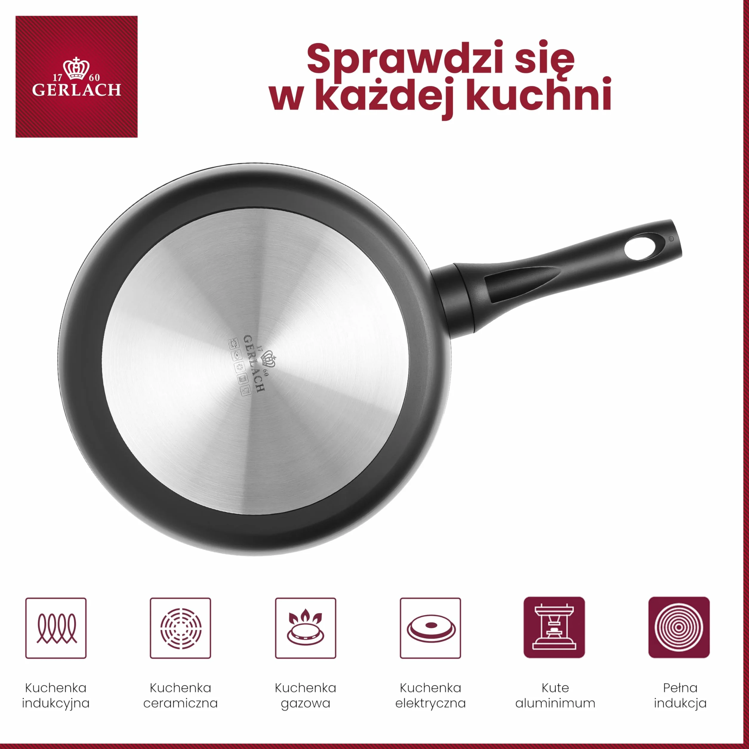 Gerlach Granitex Głęboka Patelnia Ceramiczna 28 cm Indukcja