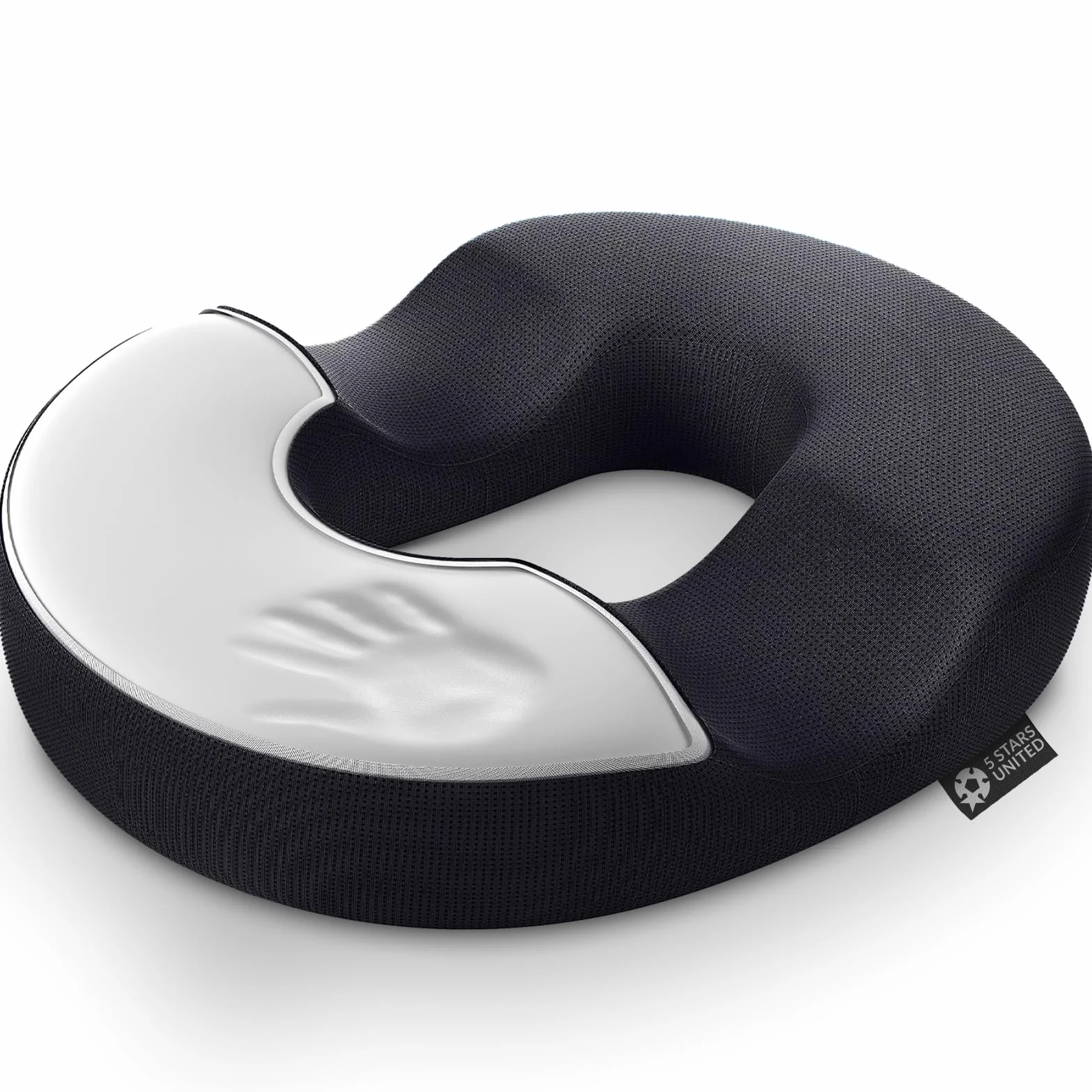 5 STAR UNITED Poduszka Donut Pianka Memory na hemoroidy ergonomiczna antypoślizgowa zmywalna czarna