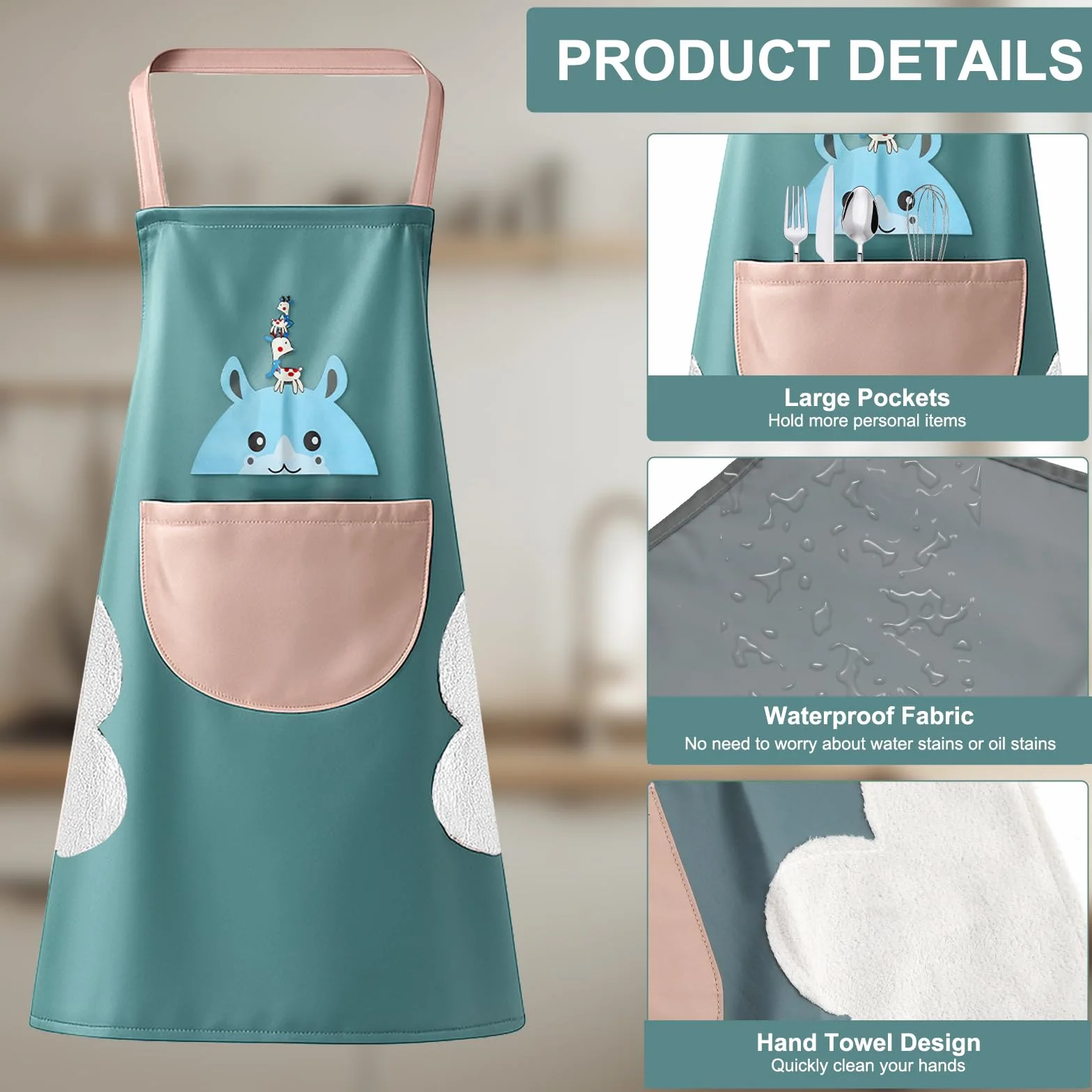 APOMOONS 2 szt. Fartuch kuchenny unisex z kieszenią i ręcznikiem