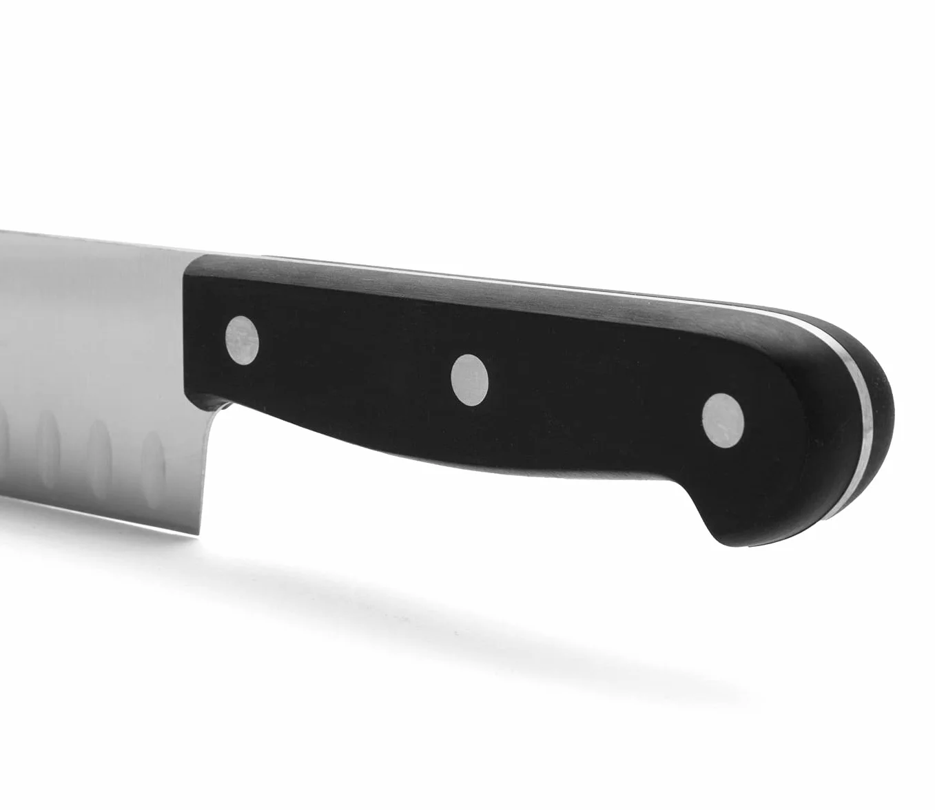 ARCOS Noże Santoku i ze stali. Japoński ostry nóż do ryb, mięsa i warzyw. Ergonomiczna rękojeść z i ostrze o długości 170 mm. Seria Universal. Kolor czarny.