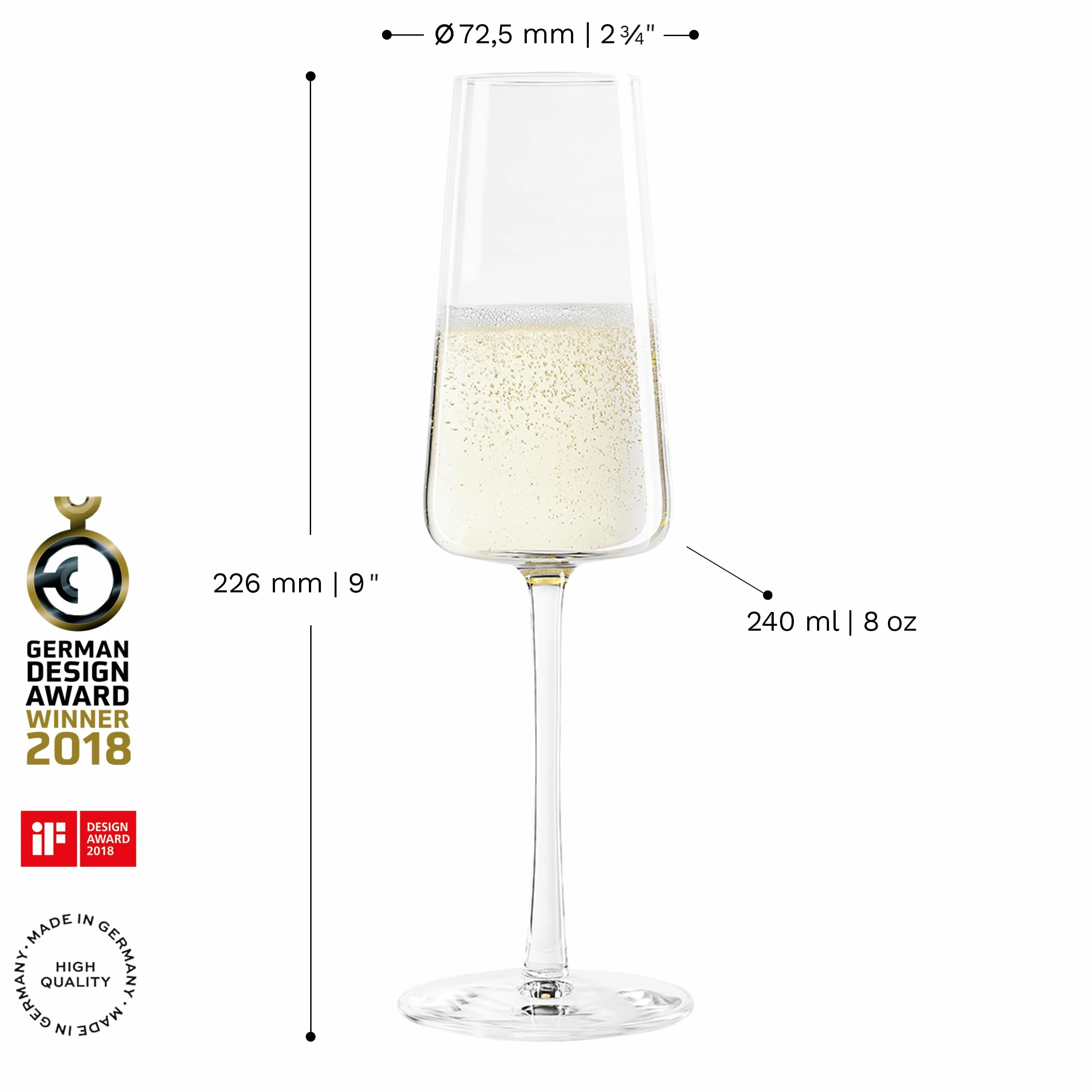Kieliszki do Szampana Stölzle Lausitz Power 6 sztuk, 240ml – Eleganckie Kieliszki z Kryształu Idealne do Prosecco i Win Musujących – Wysoka Jakość Niemiecka – Odporne i Nadające się do Zmywarki
