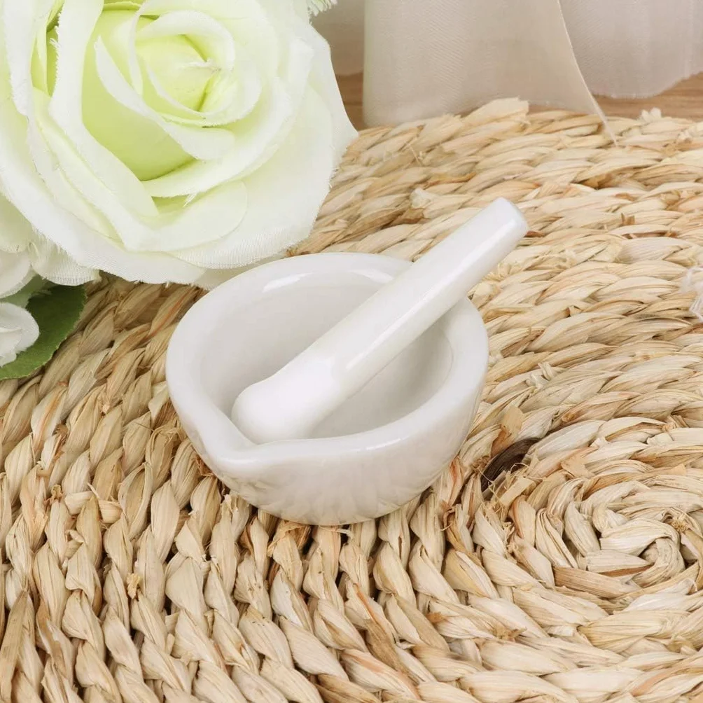 Zestaw moździerza i tłuczka, mały zestaw porcelanowych moździerzy i tłuczka, ceramiczna miska na lekarstwa, moździerz pesto, odpowiedni do domu i laboratorium (100 cm)