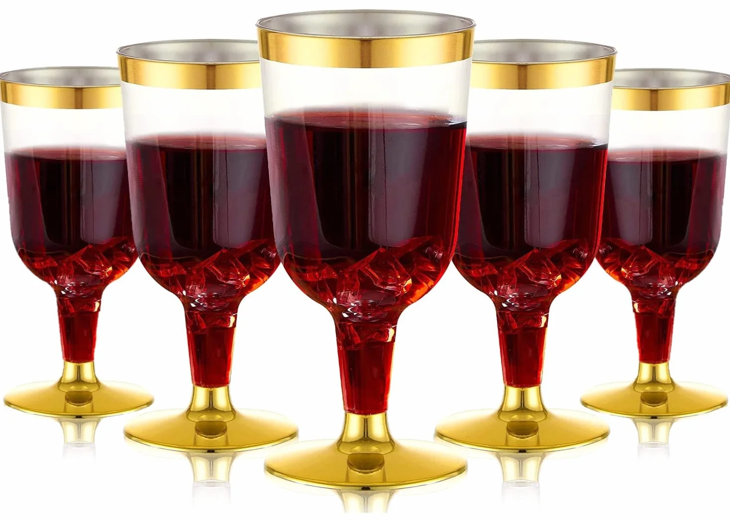 LATERN Plastikowe kieliszki do wina, 170 ml, złote kieliszki do degustacji wina, wielokrotnego użytku, na imprezę, do napojów, whisky, szampana, piwa, koktajli, martini, 13,4 x 6,5 cm
