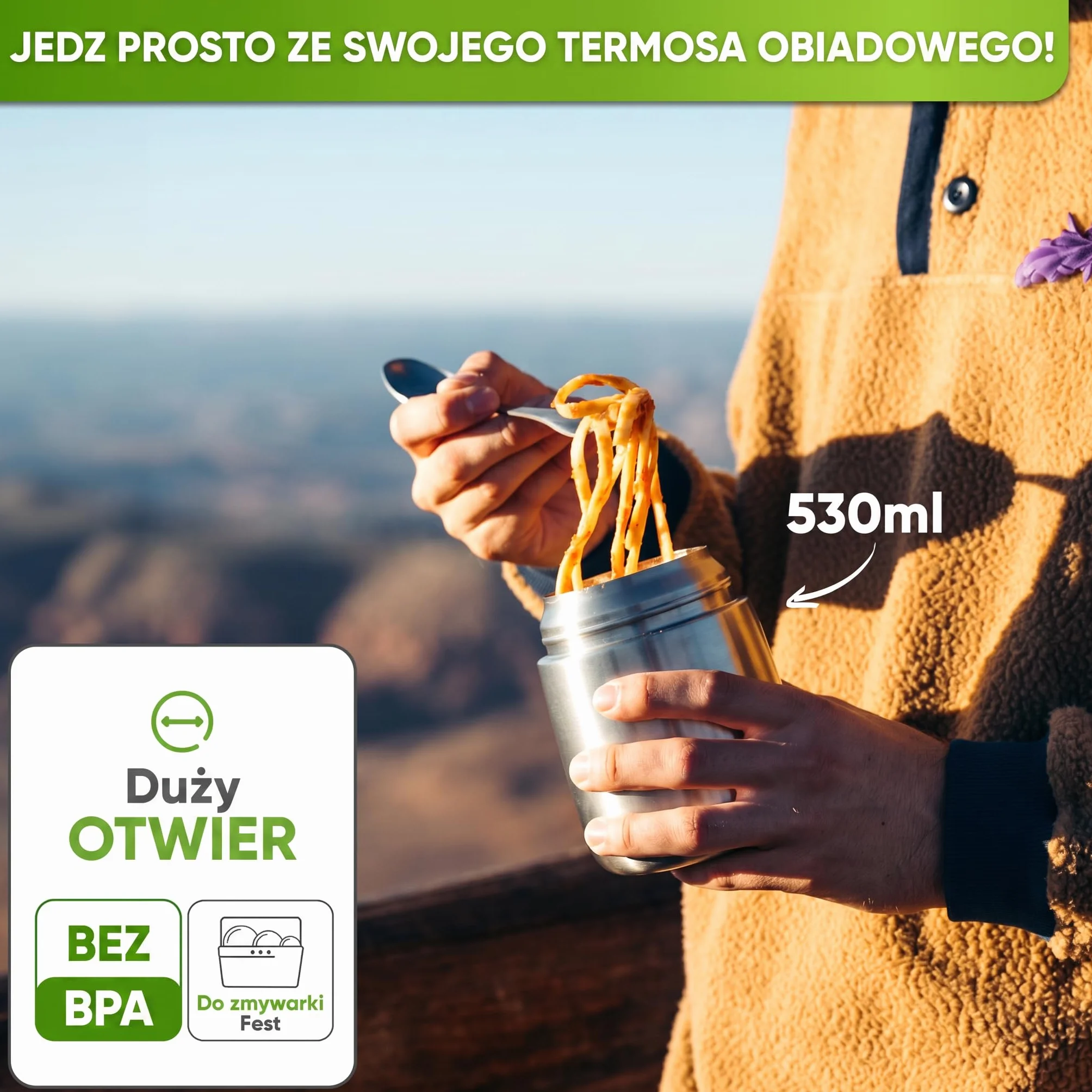 Blockhütte Kubek termiczny na żywność, 530 ml, ze stali nierdzewnej, dla dzieci, bez BPA, szczelny, z zaworem antypróżniowym, nadaje się do mycia w zmywarce