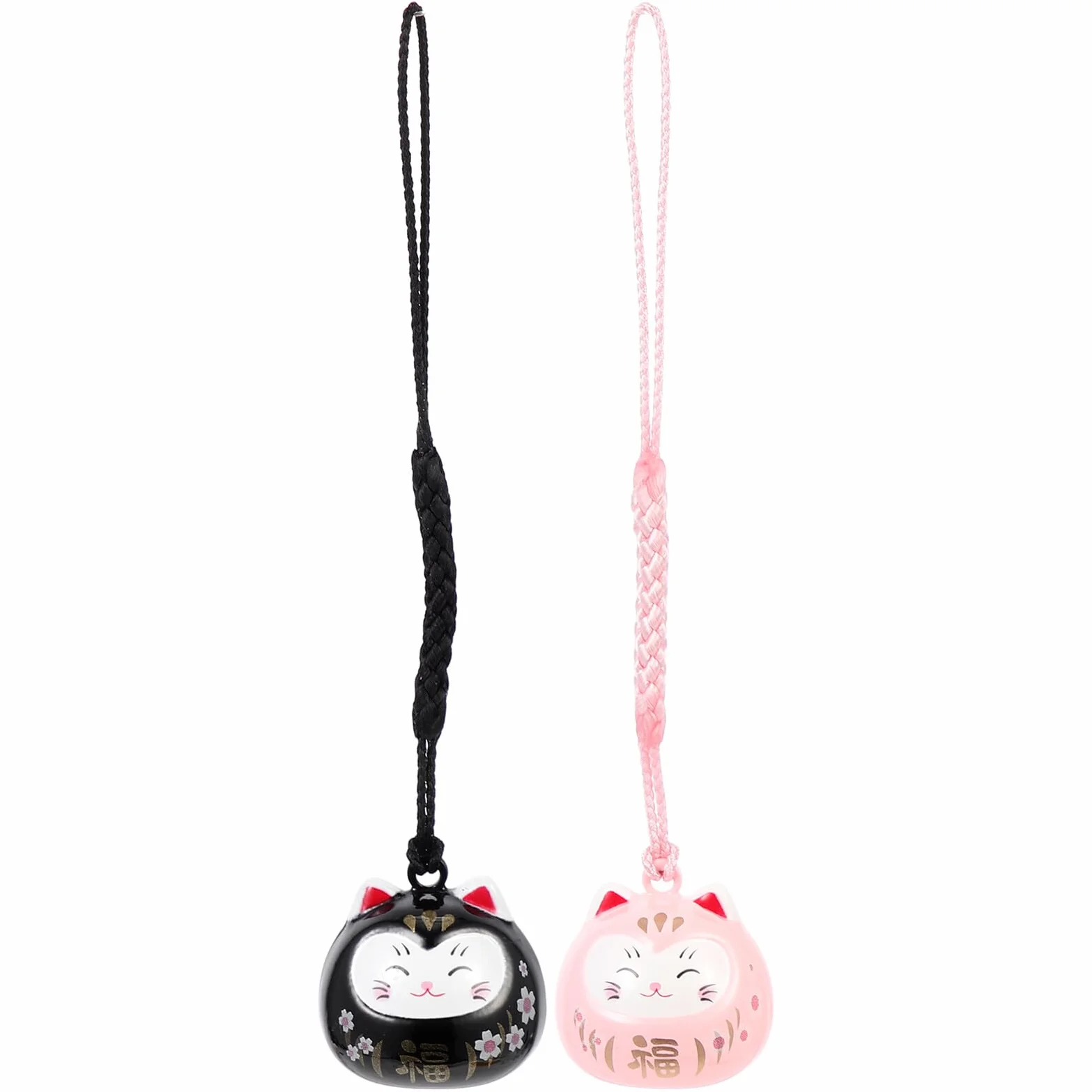 Maneki Neko Brelok z Kotem Szczęścia Różowo-czarny Japoński Styl Dekoracja Do Kluczy i Torebki