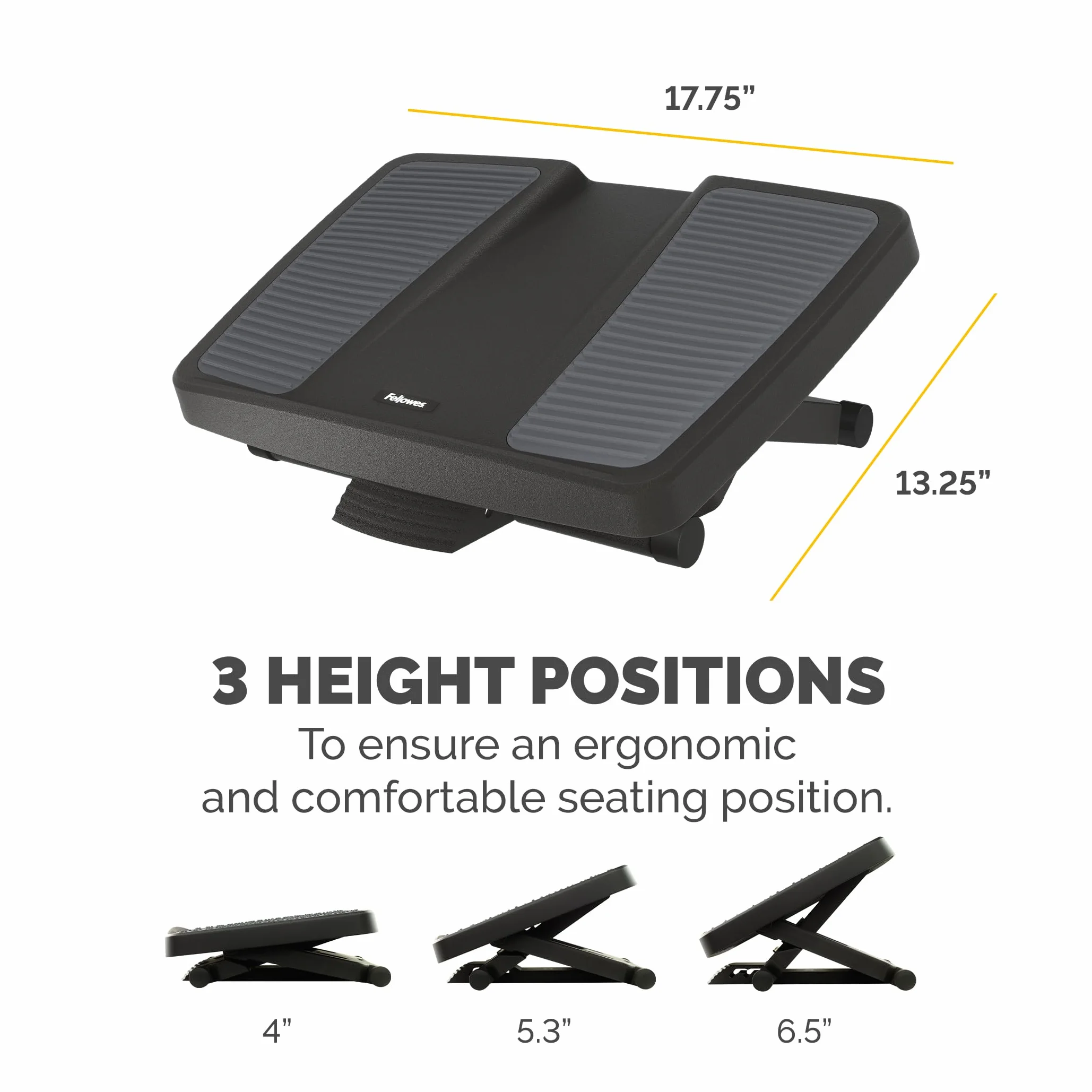Fellowes Ergonomiczny Podnóżek pod Biurko z Regulacją Wysokości i Masażem, Czarny
