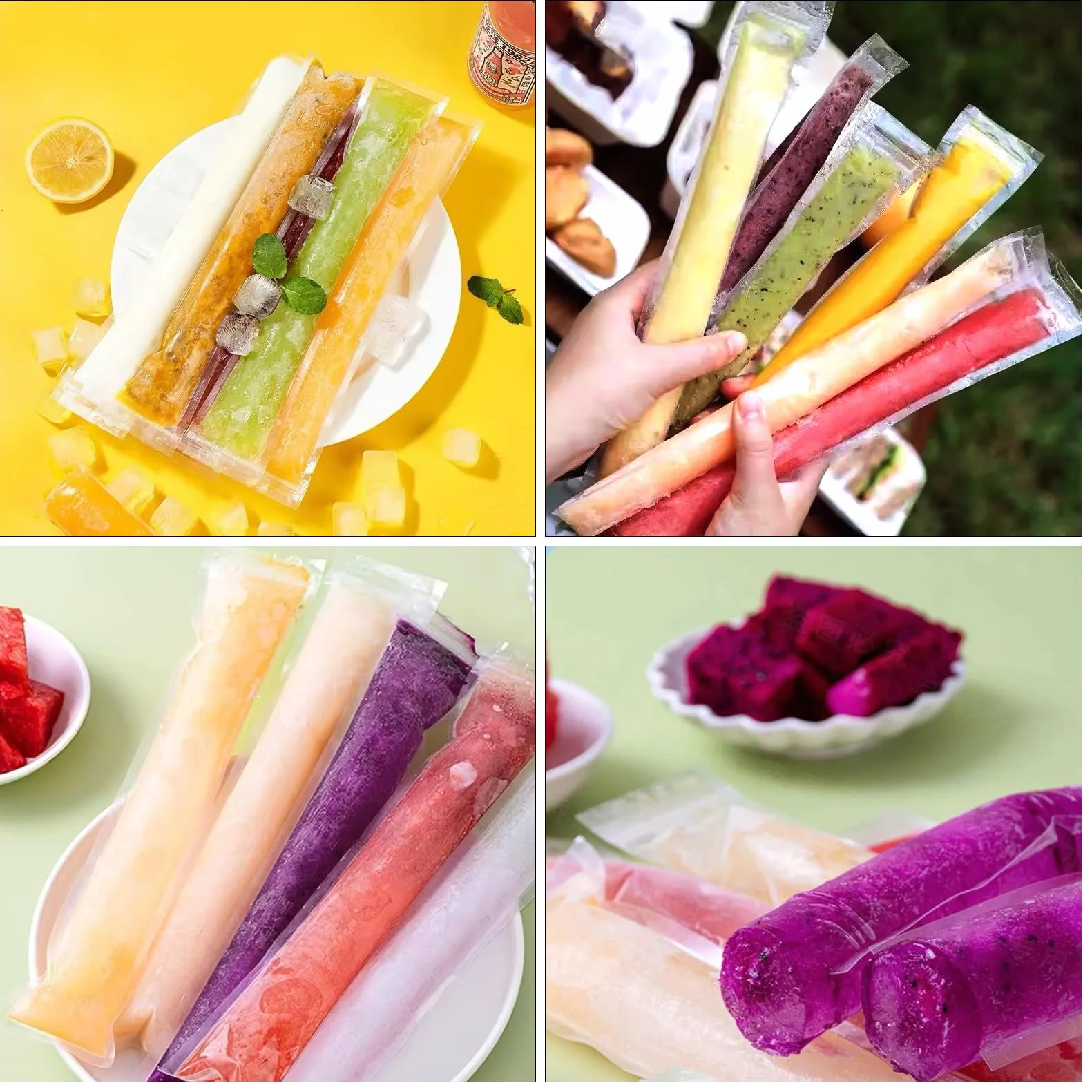 CHENYU 150 sztuk woreczki na lody wodne Woreczki na lody wodne wielokrotnego użytku, bez BPA, 5,5x28 cm z lejkiem, domowe DIY lody na patyku, soki, jogurt, koktajle, formy do lodów na patyku