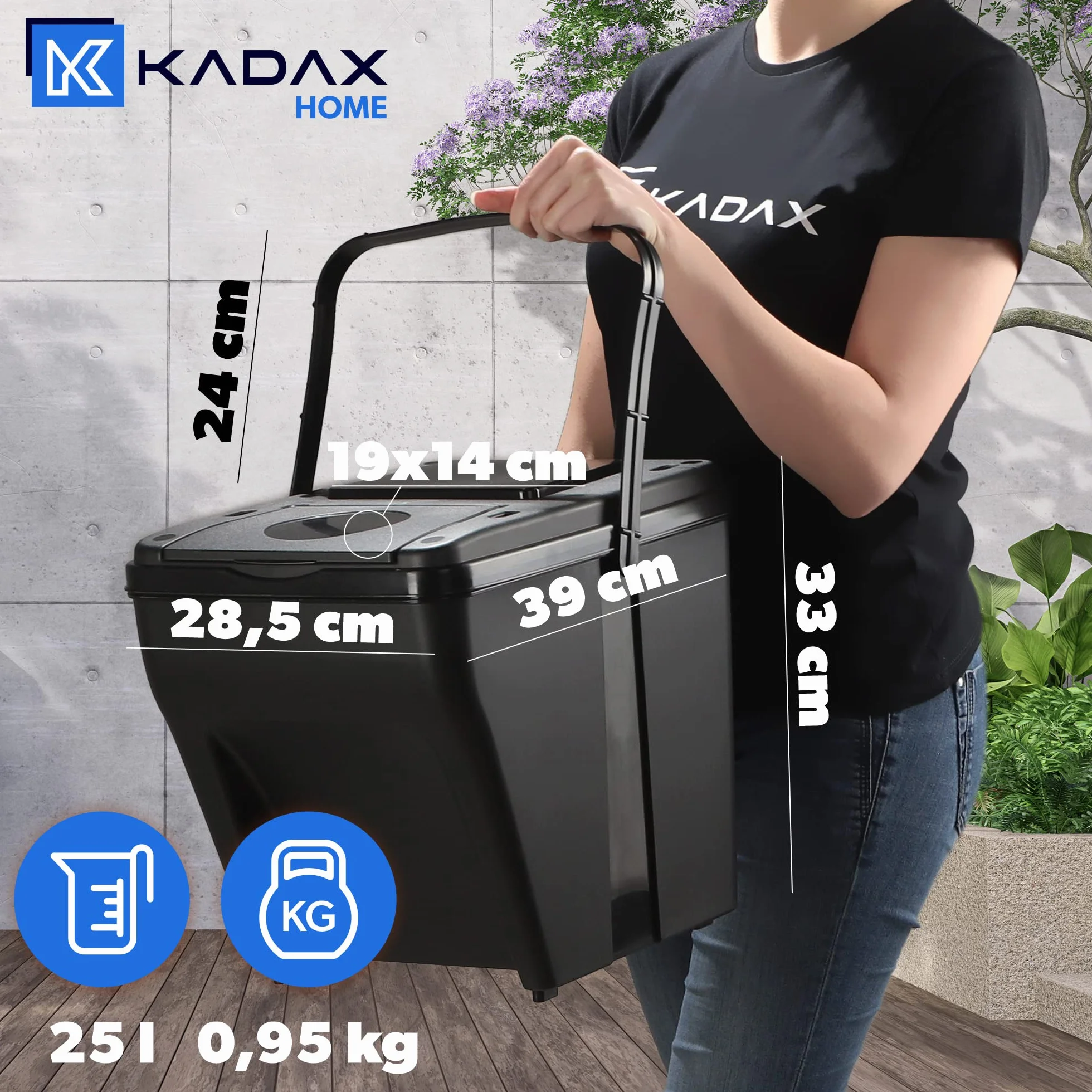 KADAX Zestaw 3 szt. System segregacji odpadów 3 x 25 l