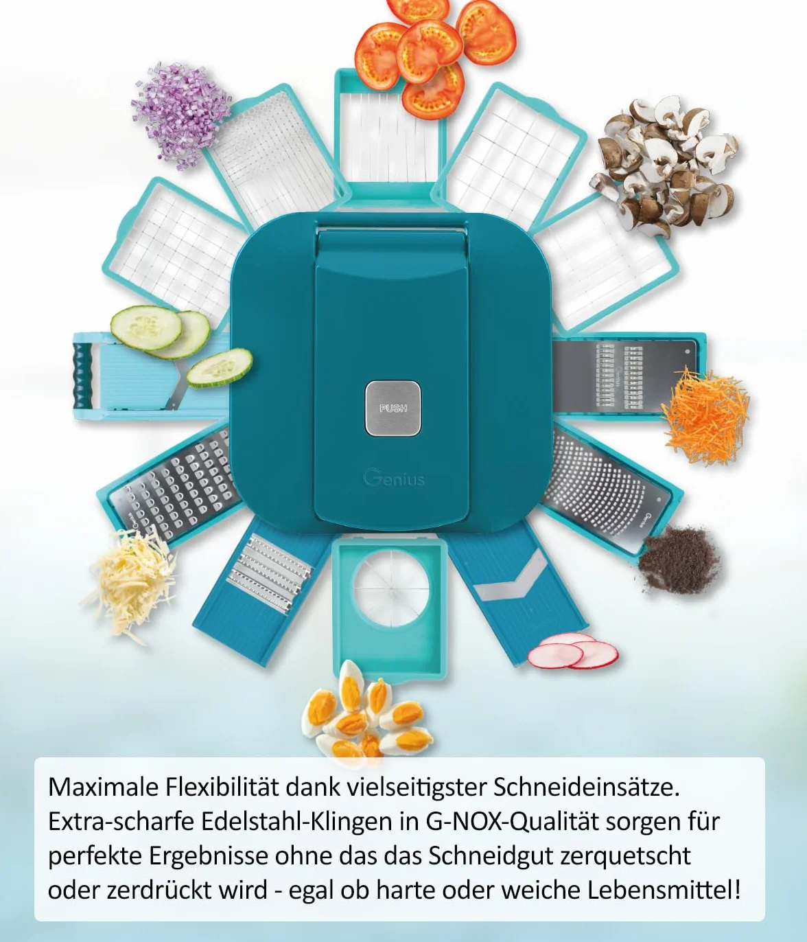 Genius Nicer Dicer Chef Professional zestaw akcesoriów do krojenia warzyw, 5-częściowy zestaw akcesoriów do krojenia warzyw, wkładka do przechowywania, wkładki do noży, ochrona noży,