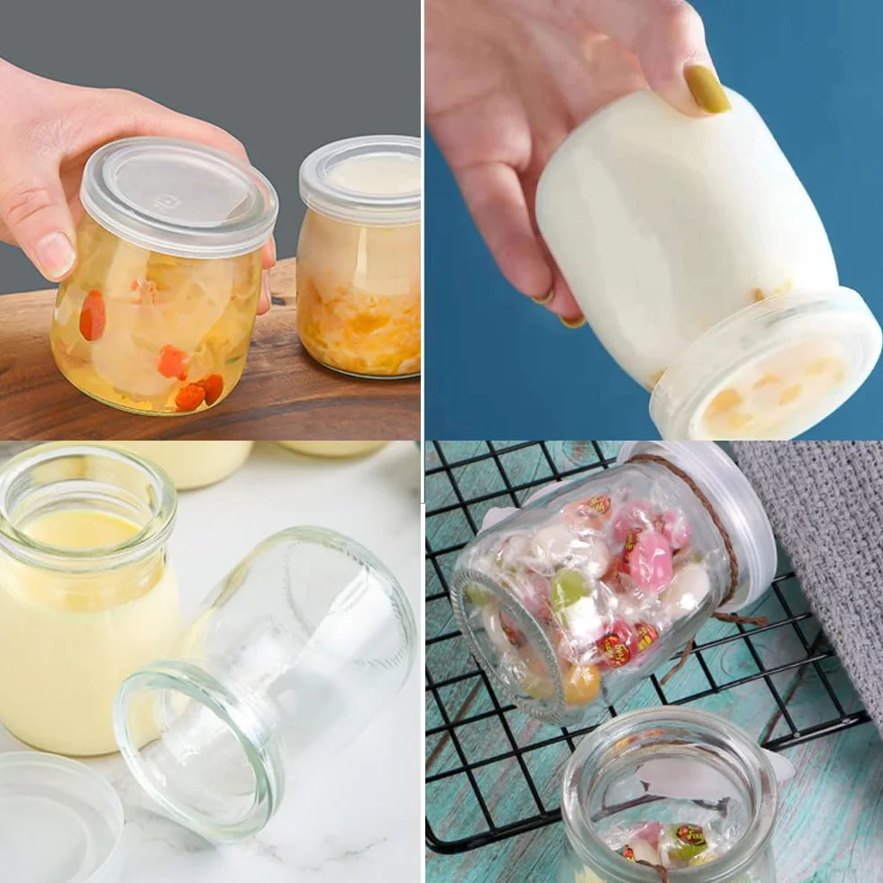 Szklane garnki do jogurtu 100 ml 6 sztuk z pokrywką