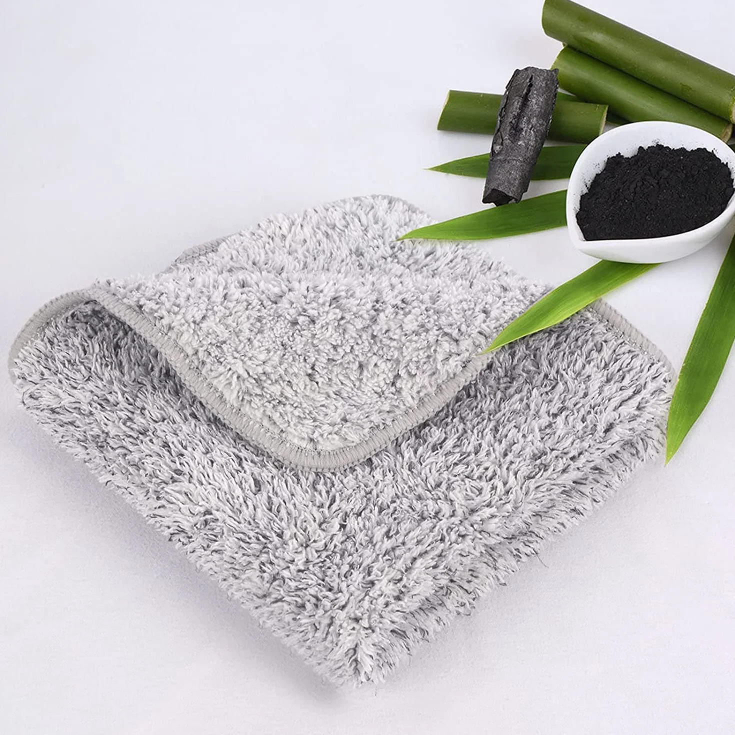SINLAND 6 szt. Ultra miękki bambusowy ręcznik do twarzy z węglem drzewnym do kąpieli szybkoschnące chłonne ręczniki do twarzy 30 cm x 30 cm, szary