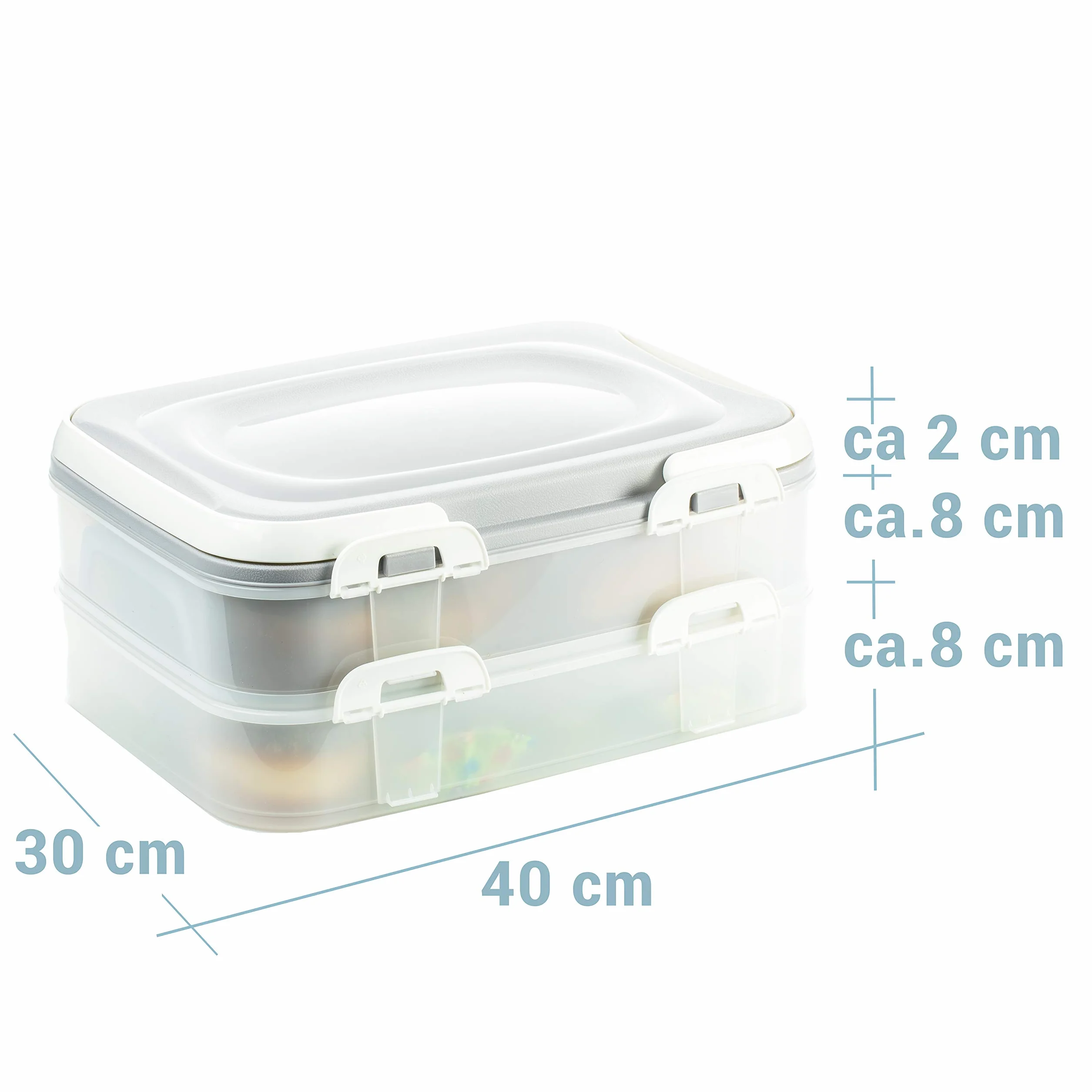 Party Container pojemnik na ciasto XL z 2 półkami składany szary
