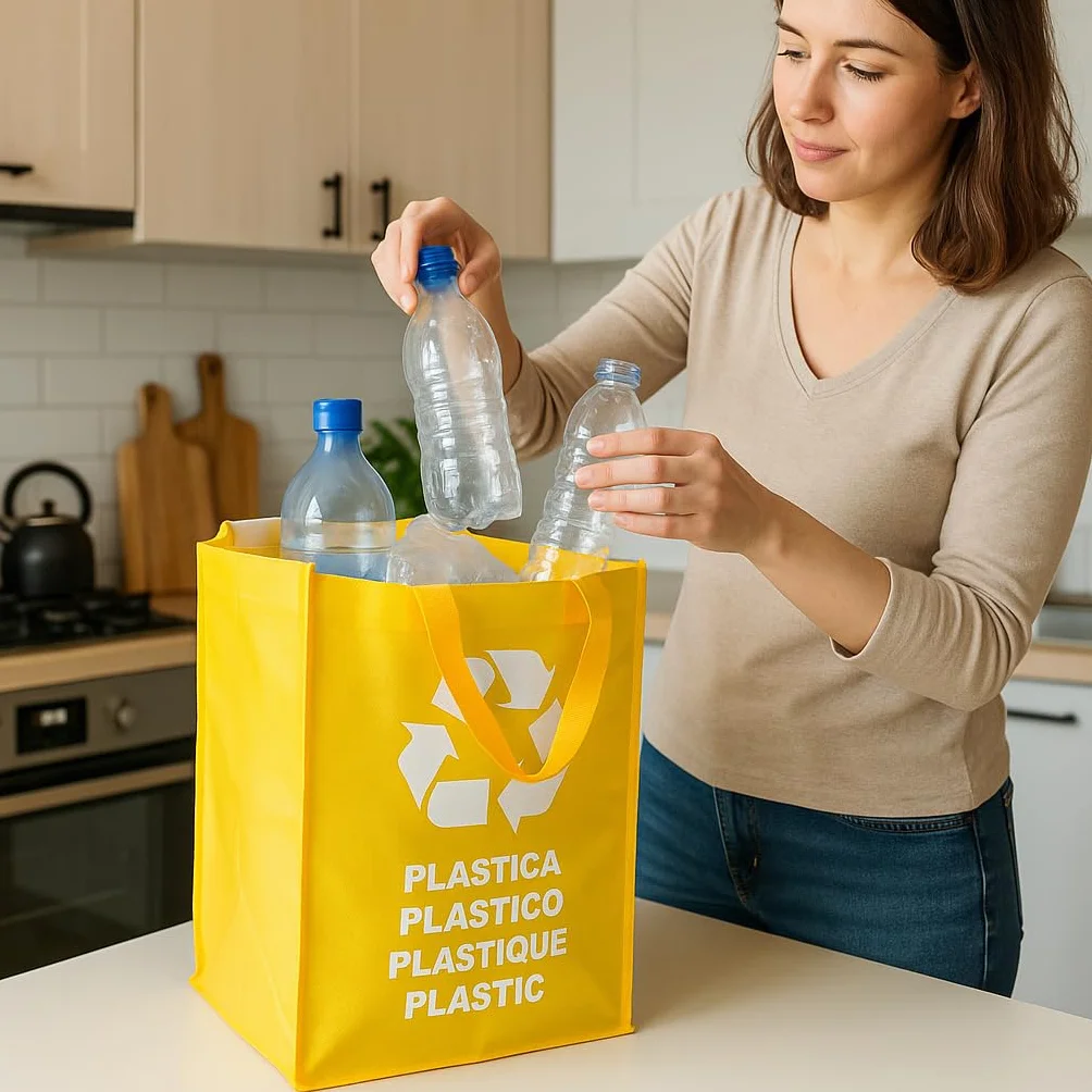 Torby do Recyklingu z Uchwytem - Pojemnik na Śmieci - System Recyklingu Tworzyw Sztucznych - Organizer