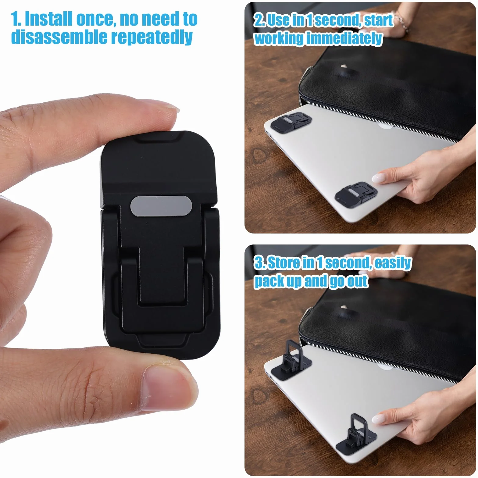 2 Szt. Podnośnik Klawiatury Przenośnej, Podwójny Kąt Nachylenia Miniaturowe Nóżki do Laptopa Podstawka Pod Klawiaturę Komputera Obrotowego Samoprzylepny Uchwyt na Laptopa do Biura (Czarny)