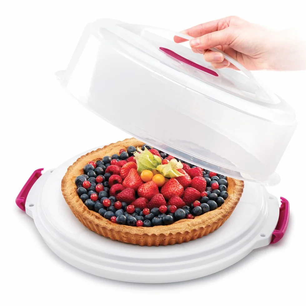 Metaltex Pojemnik na tort z regulacją wysokości, polipropylen, biały/przezroczysty, ⌀ 30 cm
