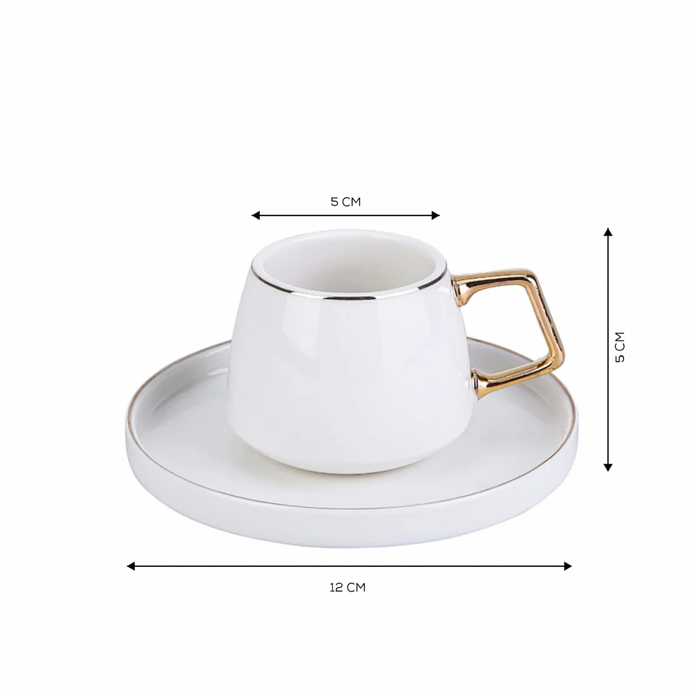 KARACA Saturn zestaw filiżanek do espresso 85 ml ze złotym spodkiem 4 sztuki