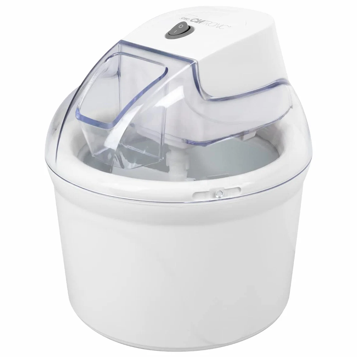 Clatronic Maszyna do robienia lodów ICM 3764, nadaje się do przygotowania sorbetu, lodów i mrożonego jogurtu, do 1500 ml lodów, biały