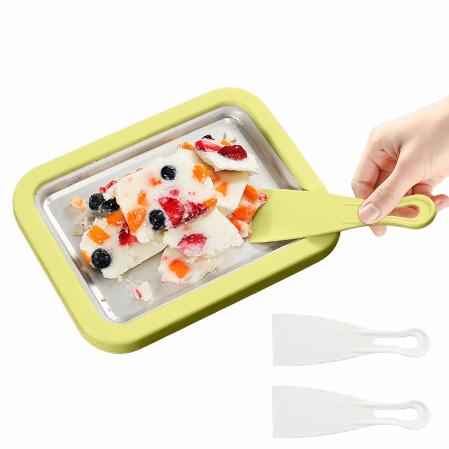 Roll Ice Cream Maker - Homemade Yogurt Rolls Tray with 2 Spatulas